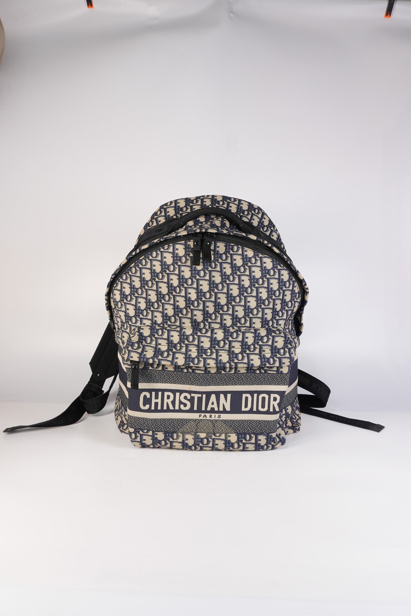 Travel Bagpack in Blue Oblique Jacquard Canvas | Purse Maison Luxury Bags Shop