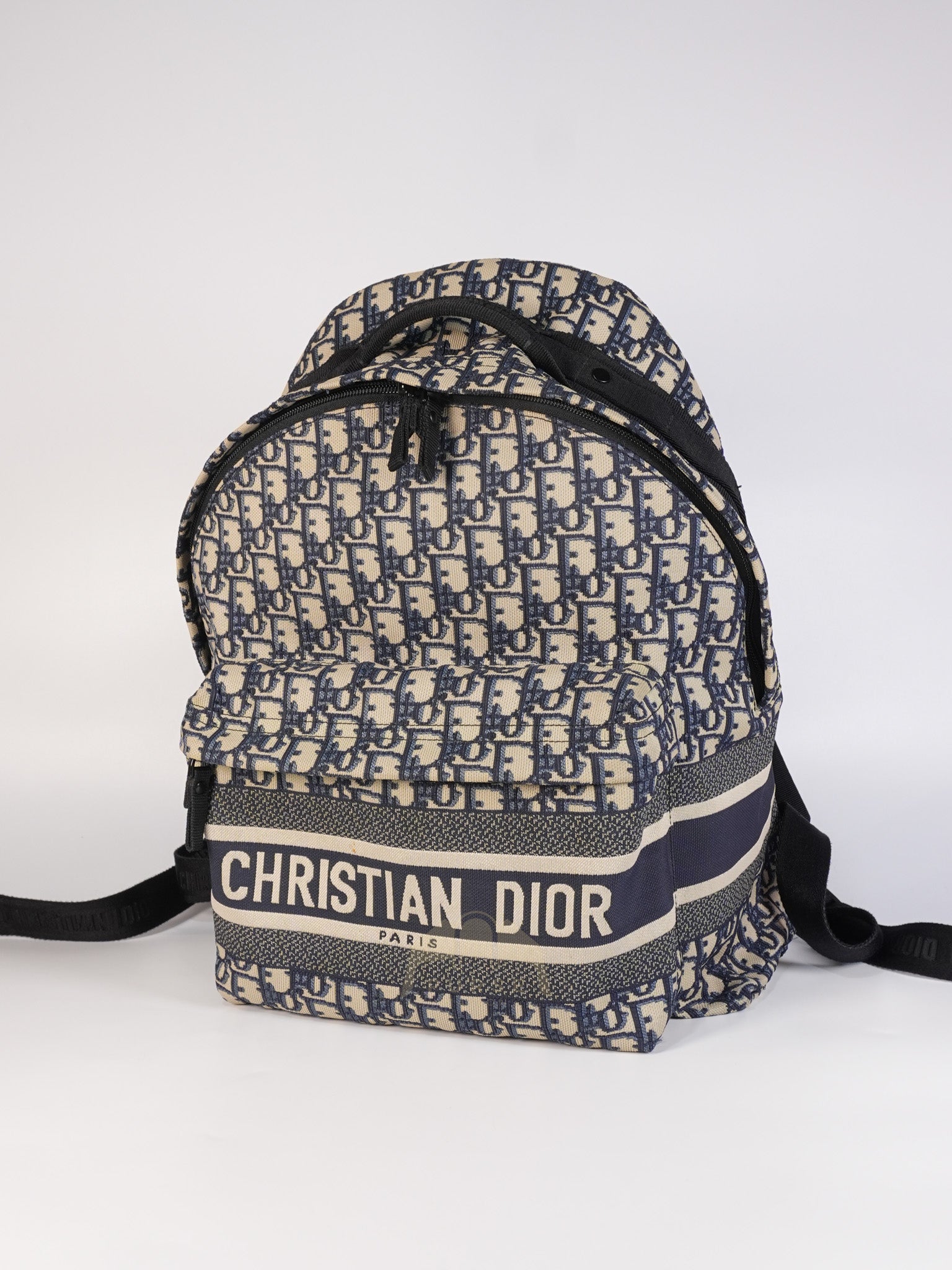 Travel Bagpack in Blue Oblique Jacquard Canvas | Purse Maison Luxury Bags Shop