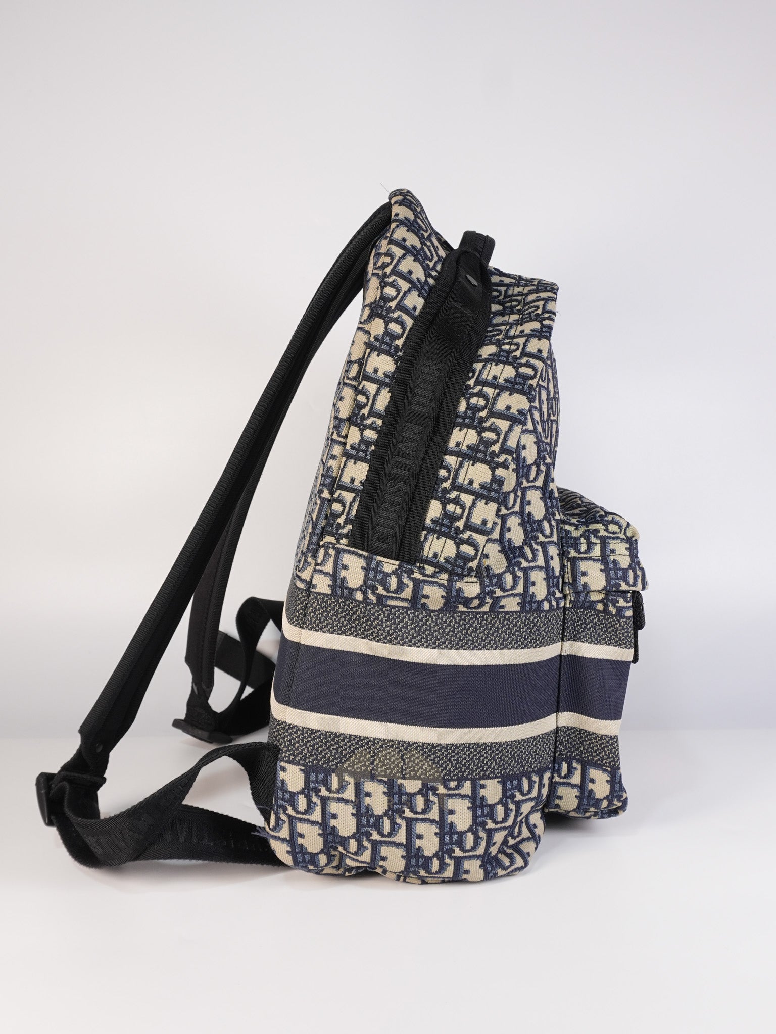 Travel Bagpack in Blue Oblique Jacquard Canvas | Purse Maison Luxury Bags Shop