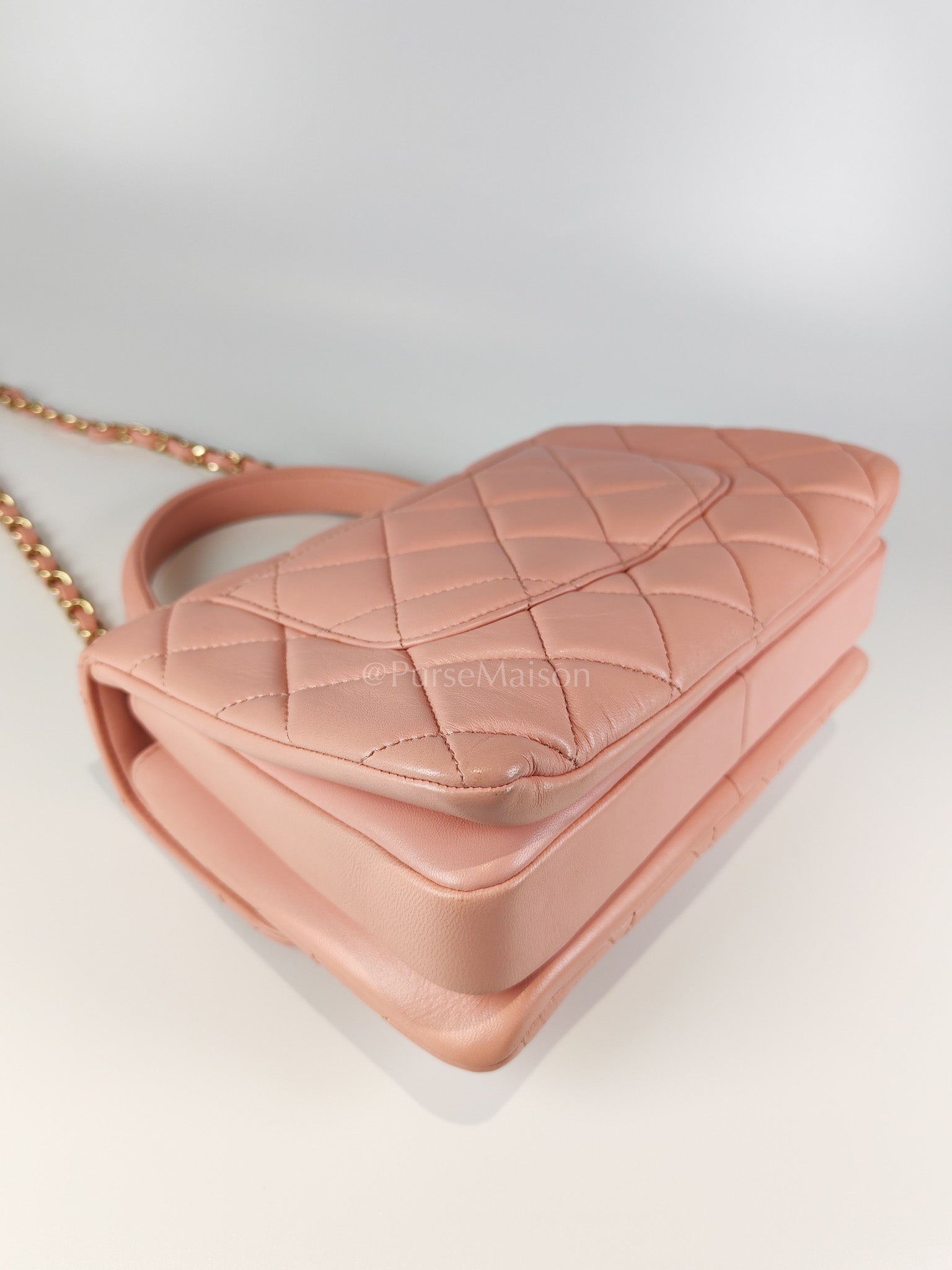 Trendy CC Medium Top Handle in Pink Lambskin Leather and Gold Hardware Series 27 | Purse Maison Luxury Bags Shop