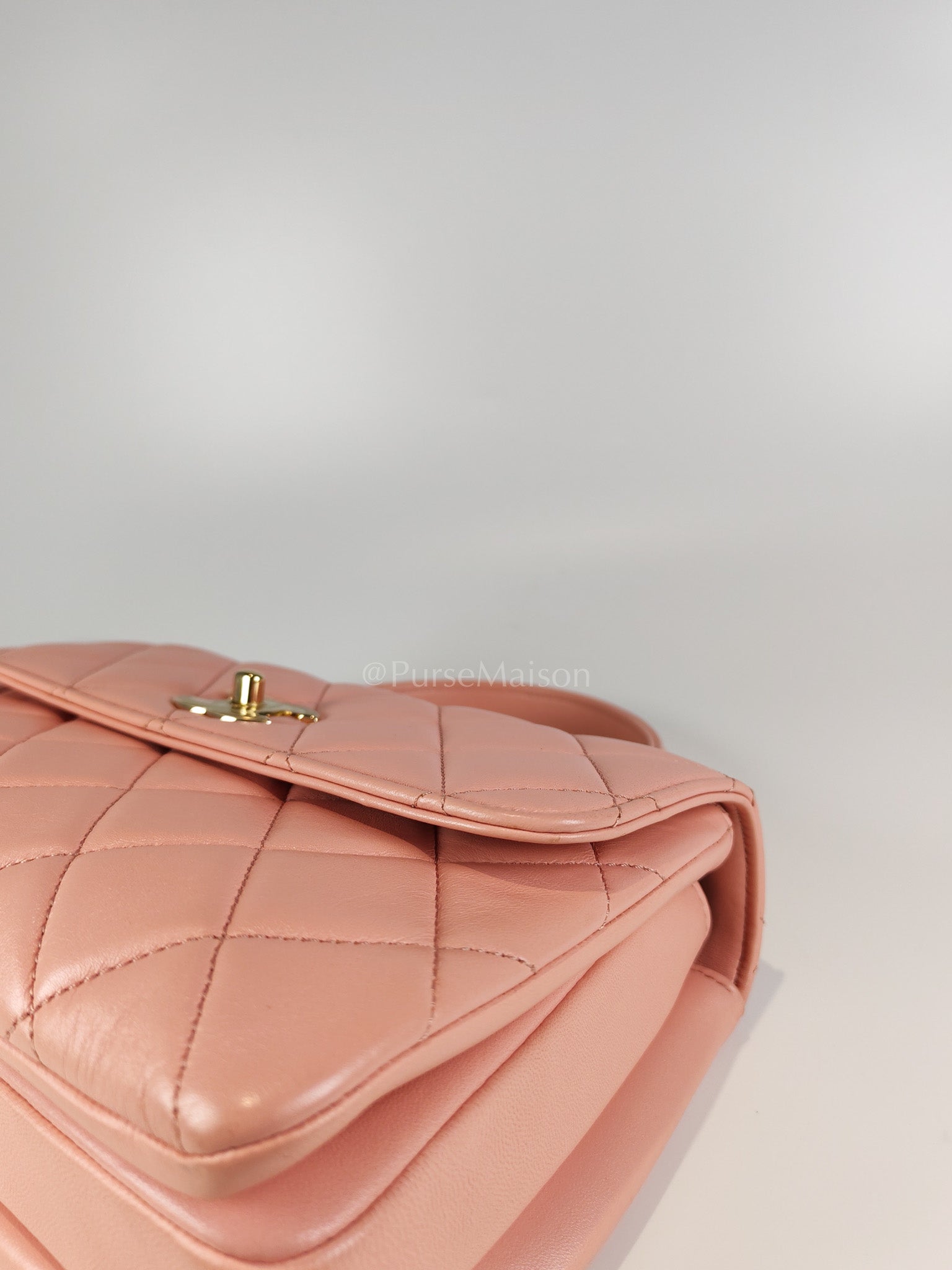 Trendy CC Medium Top Handle in Pink Lambskin Leather and Gold Hardware Series 27 | Purse Maison Luxury Bags Shop