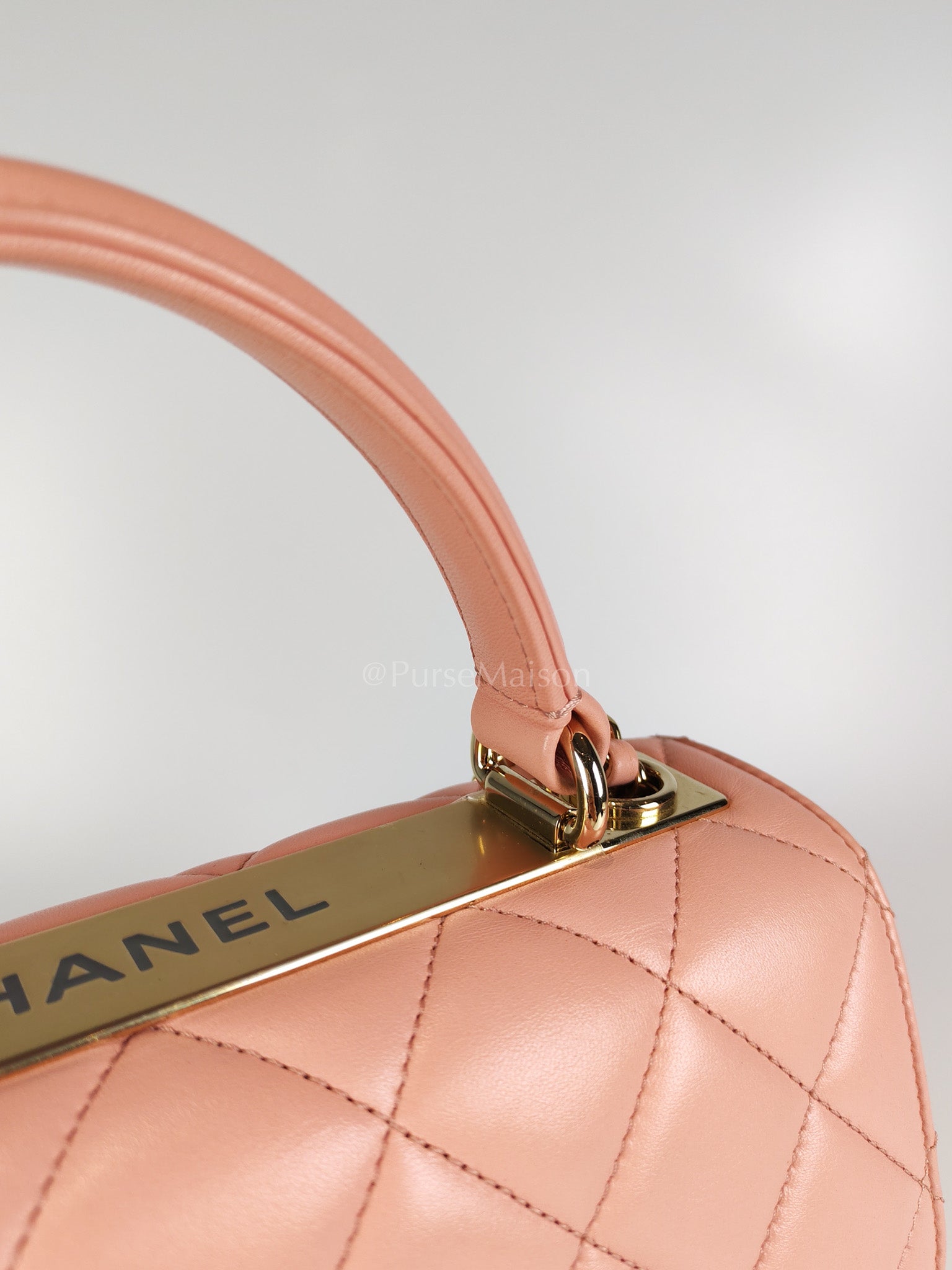 Trendy CC Medium Top Handle in Pink Lambskin Leather and Gold Hardware Series 27 | Purse Maison Luxury Bags Shop