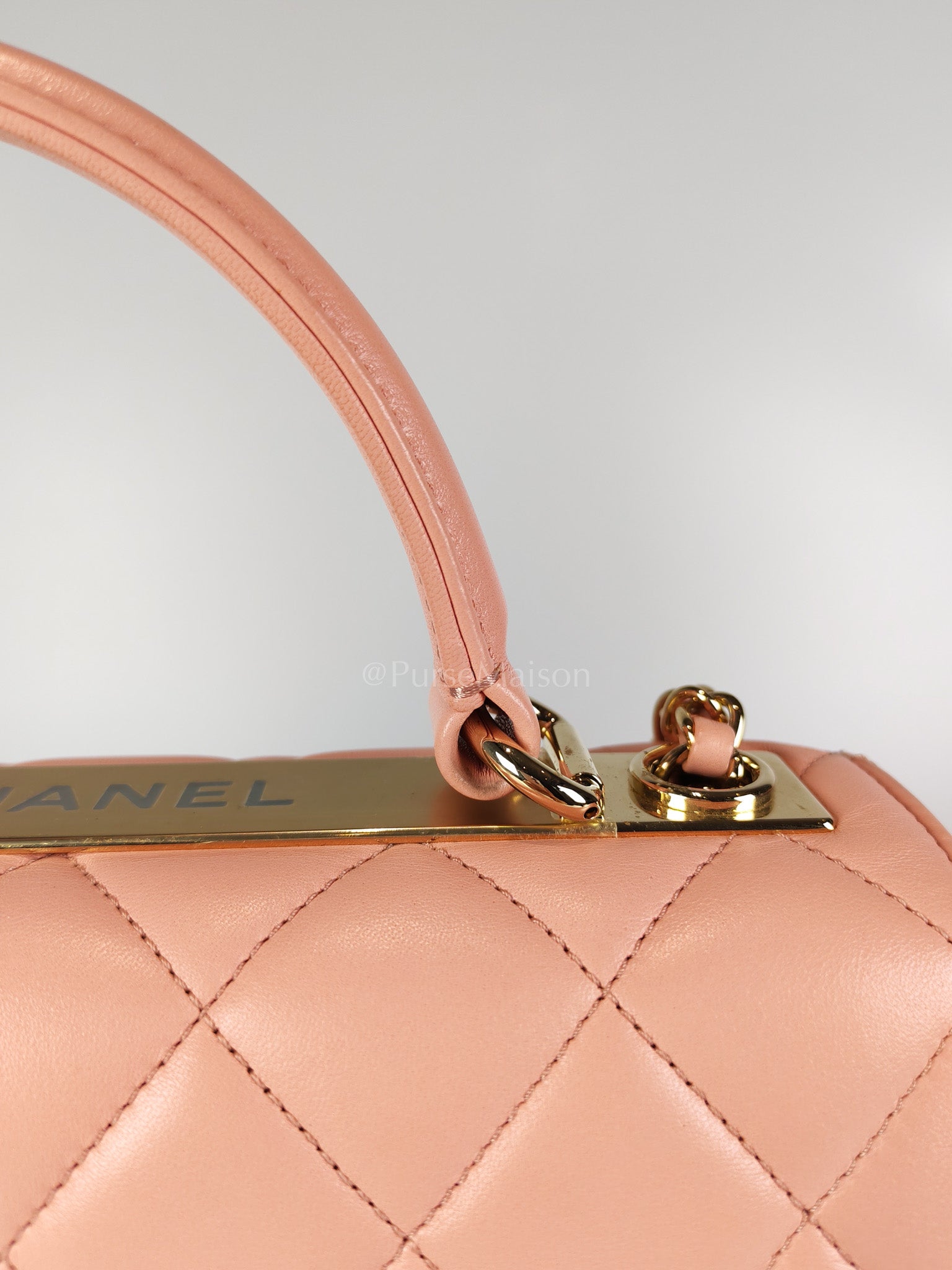Trendy CC Medium Top Handle in Pink Lambskin Leather and Gold Hardware Series 27 | Purse Maison Luxury Bags Shop