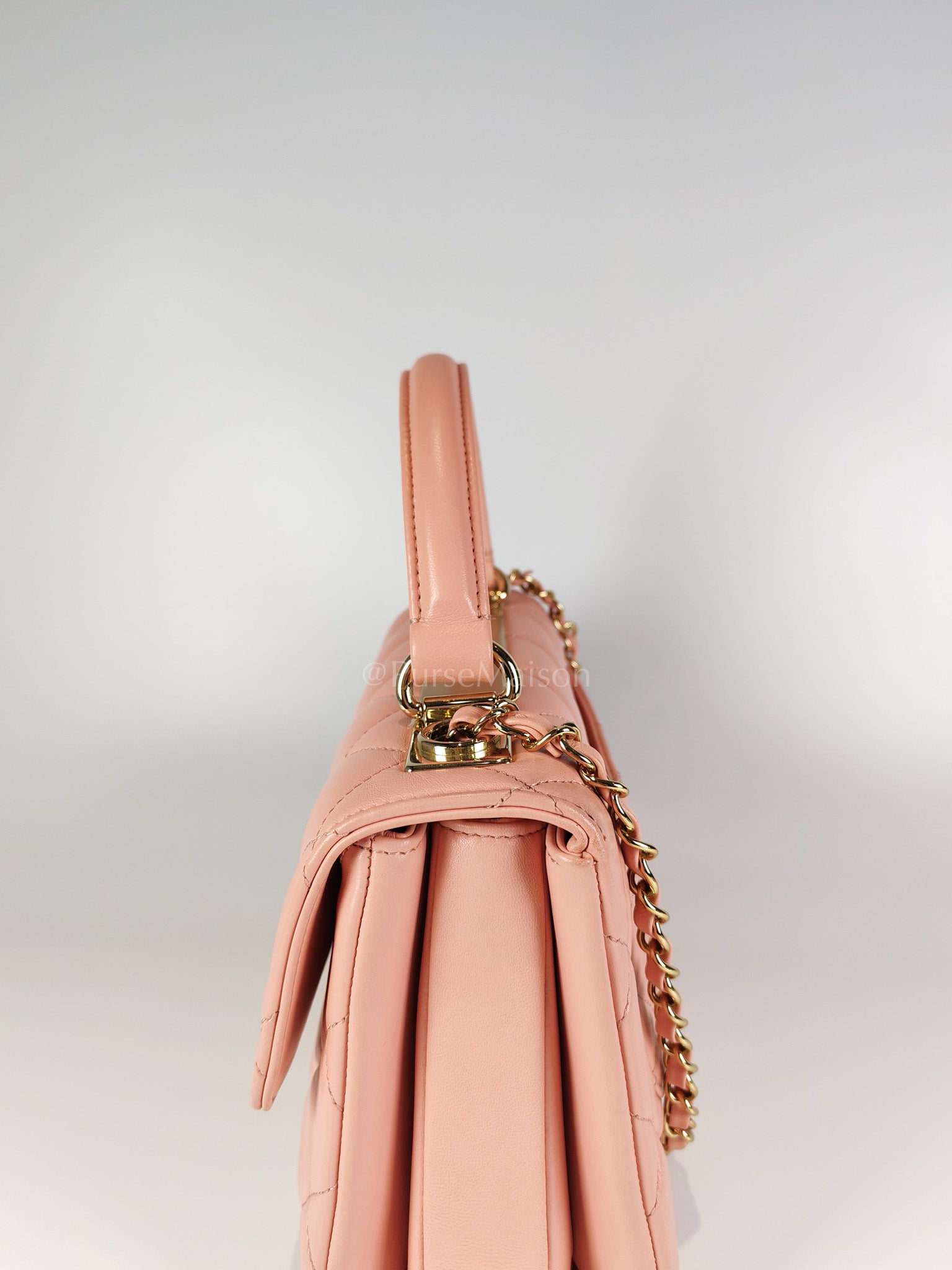 Trendy CC Medium Top Handle in Pink Lambskin Leather and Gold Hardware Series 27 | Purse Maison Luxury Bags Shop