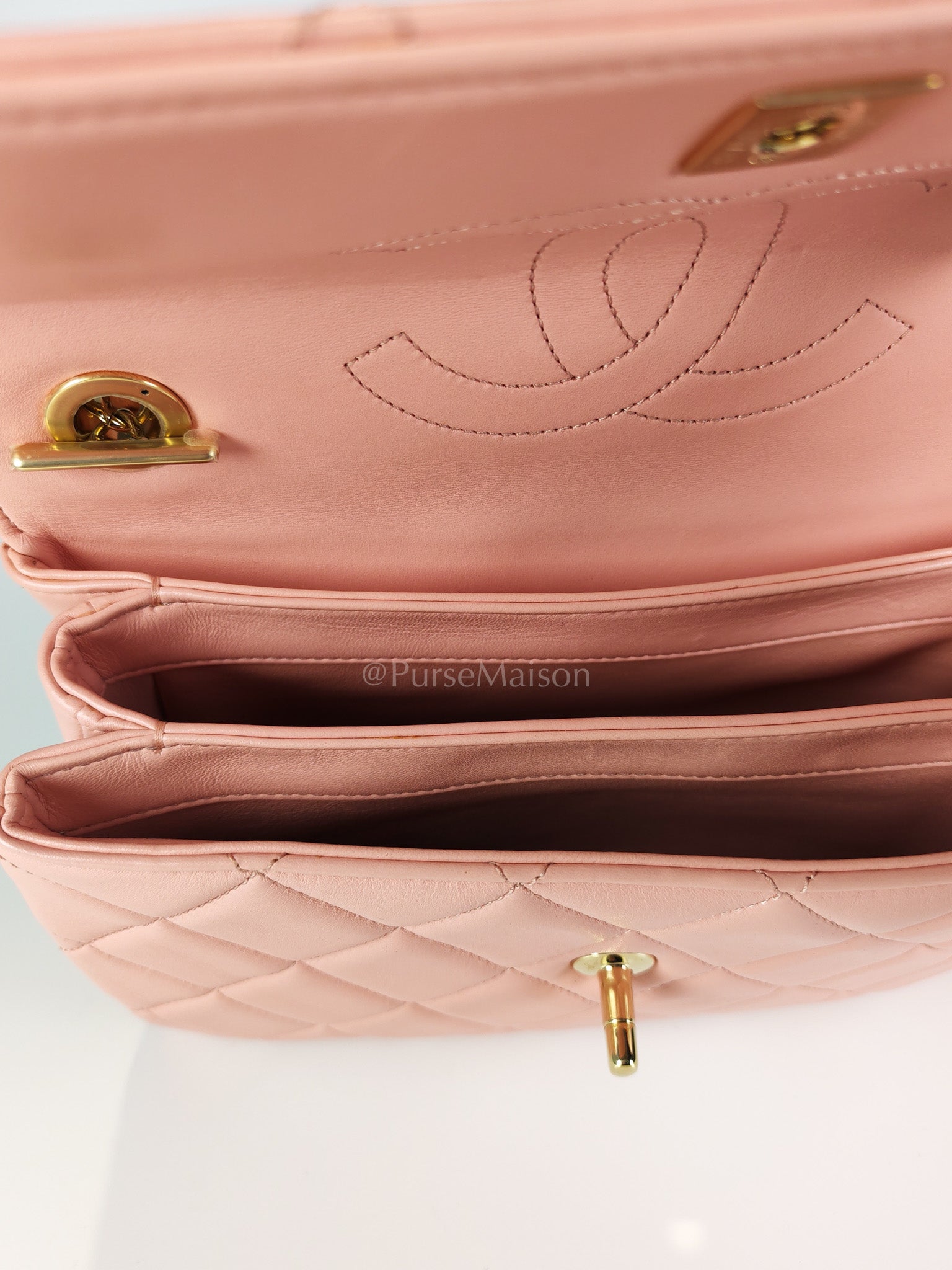 Trendy CC Medium Top Handle in Pink Lambskin Leather and Gold Hardware Series 27 | Purse Maison Luxury Bags Shop