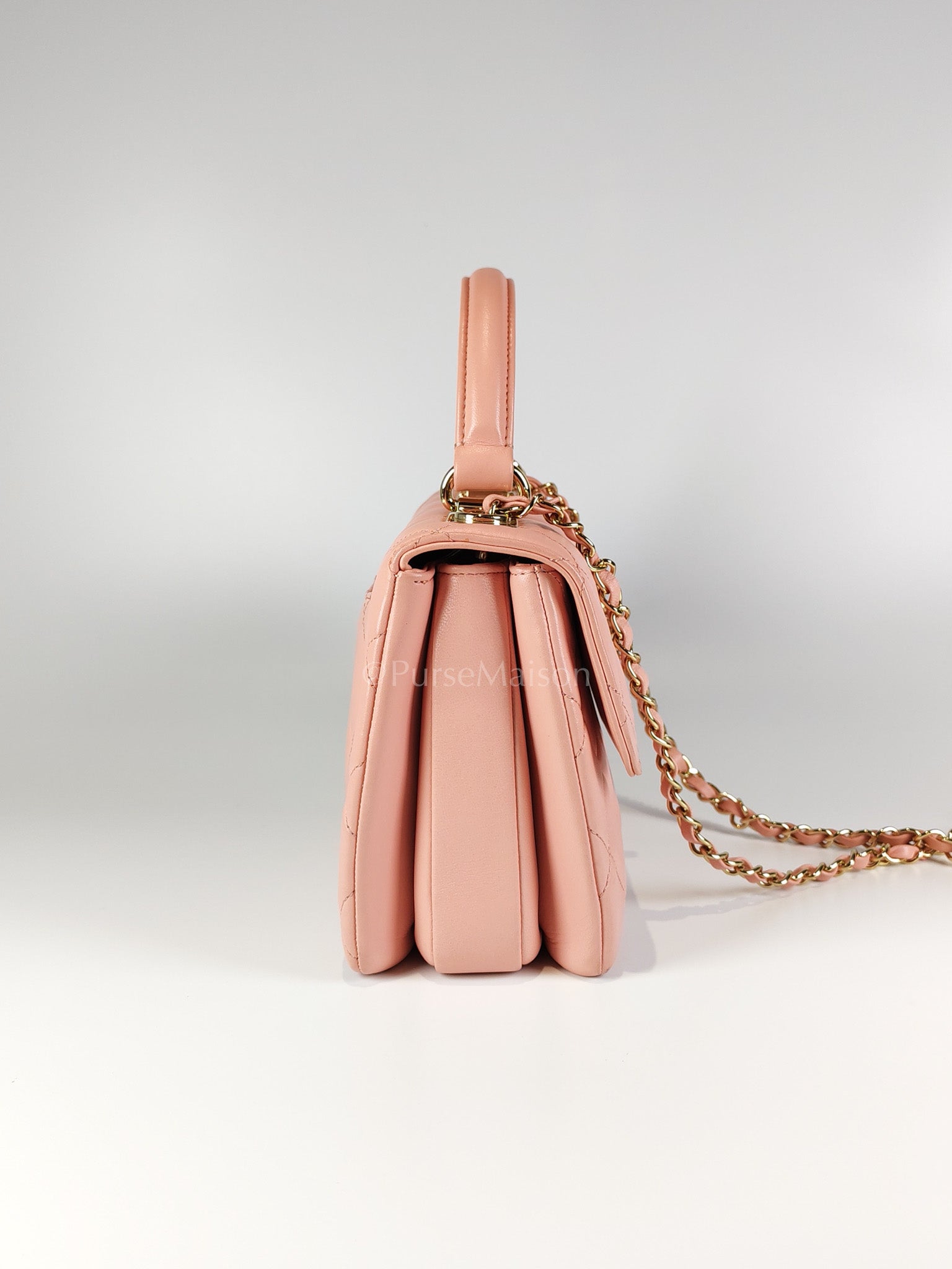 Trendy CC Medium Top Handle in Pink Lambskin Leather and Gold Hardware Series 27 | Purse Maison Luxury Bags Shop