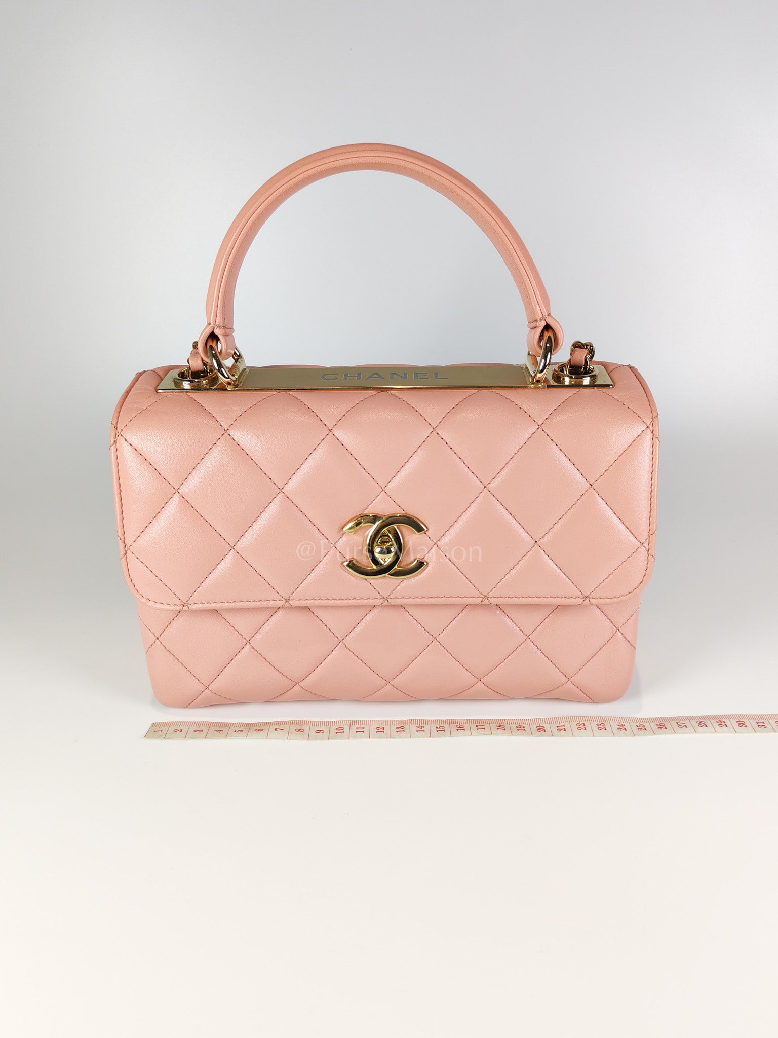 Trendy CC Medium Top Handle in Pink Lambskin Leather and Gold Hardware Series 27 | Purse Maison Luxury Bags Shop