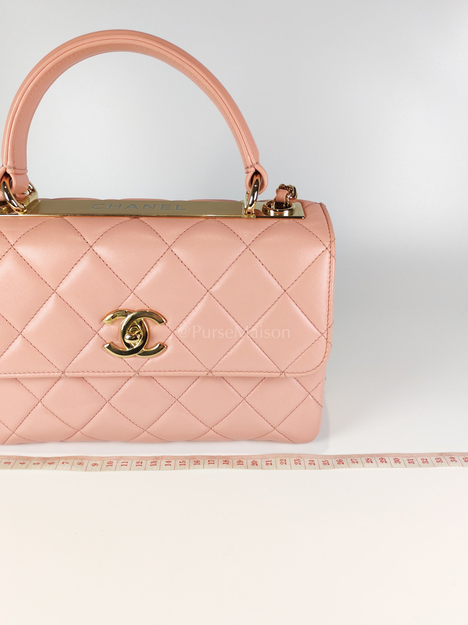 Trendy CC Medium Top Handle in Pink Lambskin Leather and Gold Hardware Series 27 | Purse Maison Luxury Bags Shop