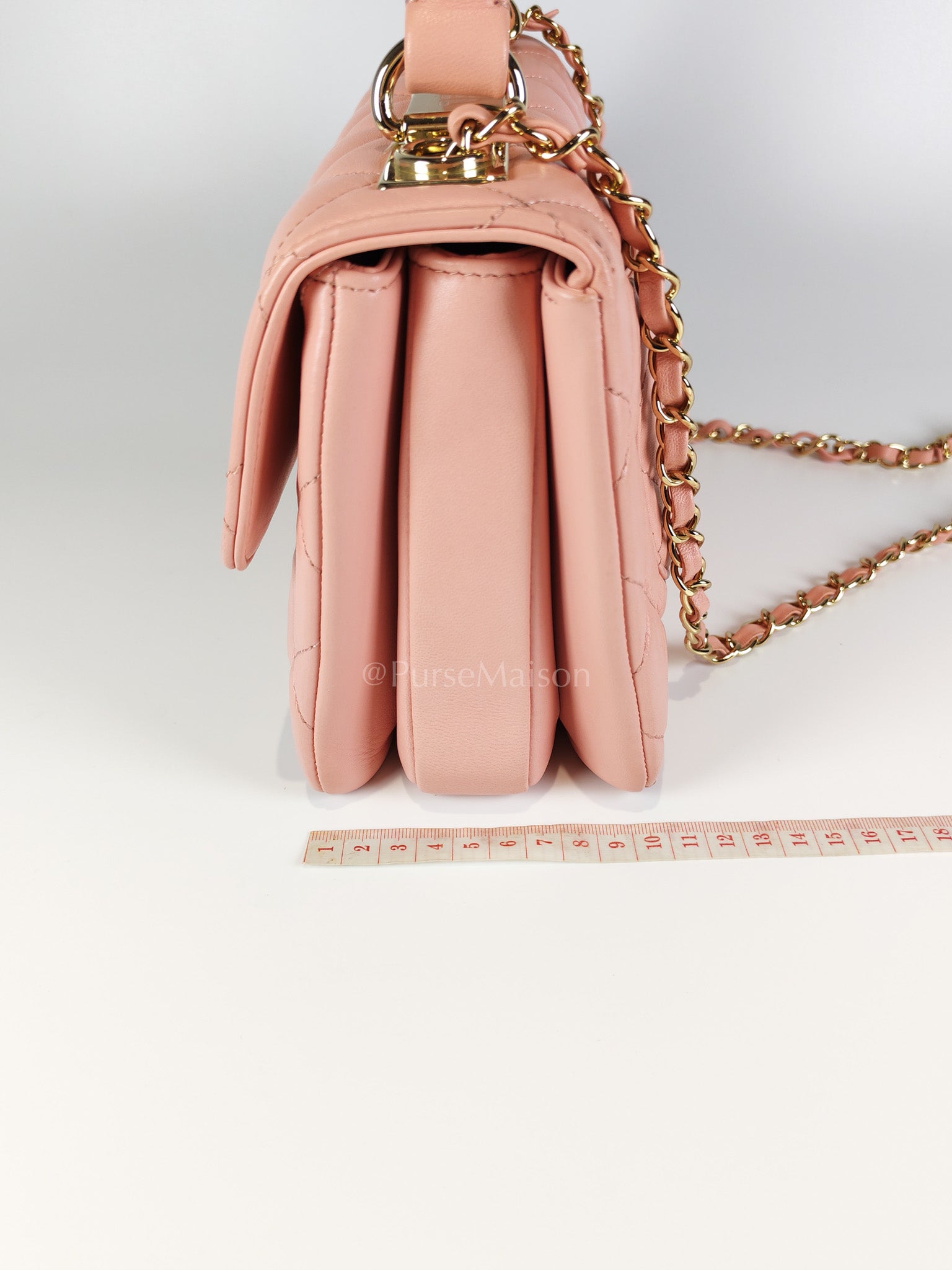 Trendy CC Medium Top Handle in Pink Lambskin Leather and Gold Hardware Series 27 | Purse Maison Luxury Bags Shop
