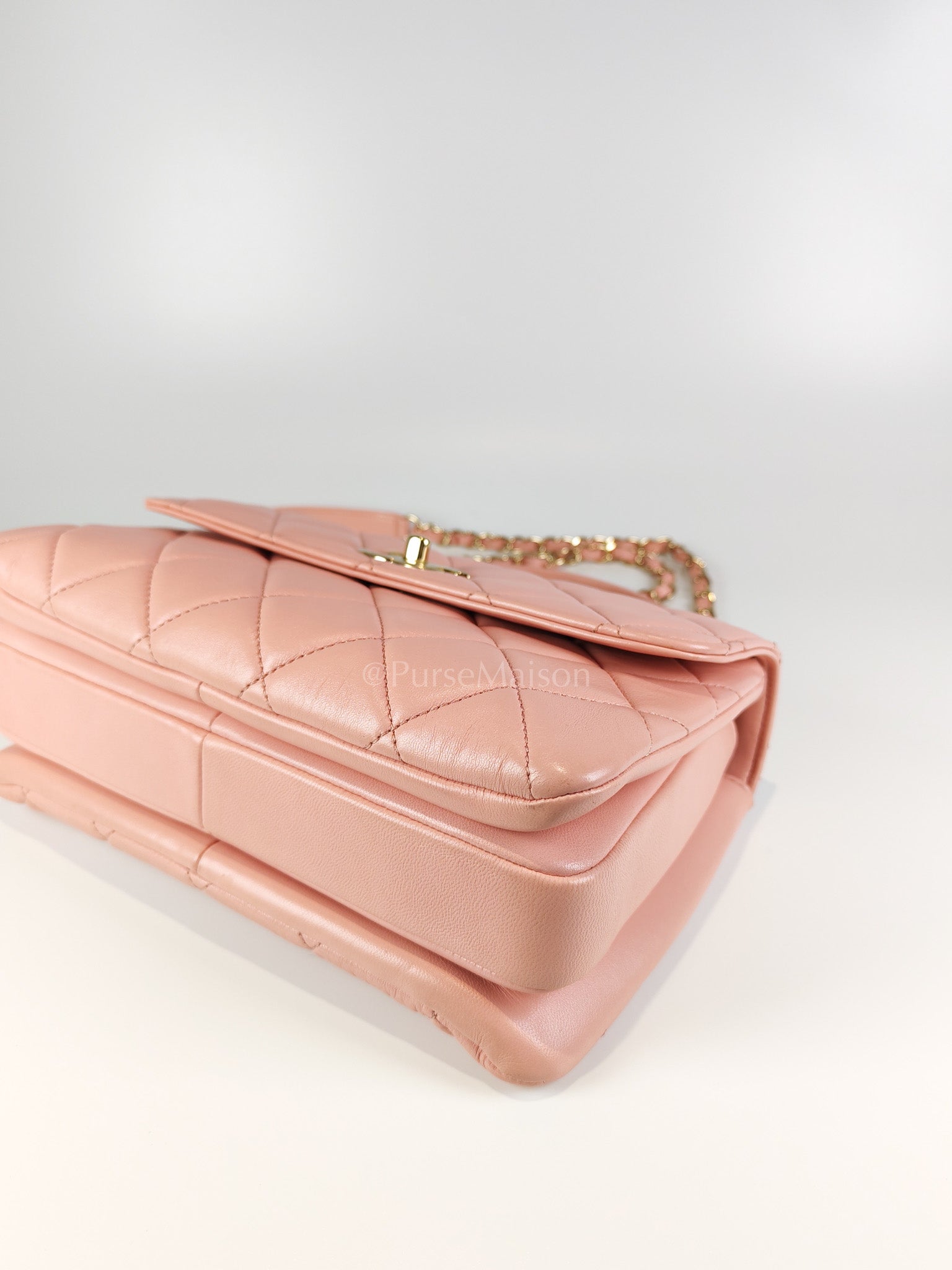 Trendy CC Medium Top Handle in Pink Lambskin Leather and Gold Hardware Series 27 | Purse Maison Luxury Bags Shop
