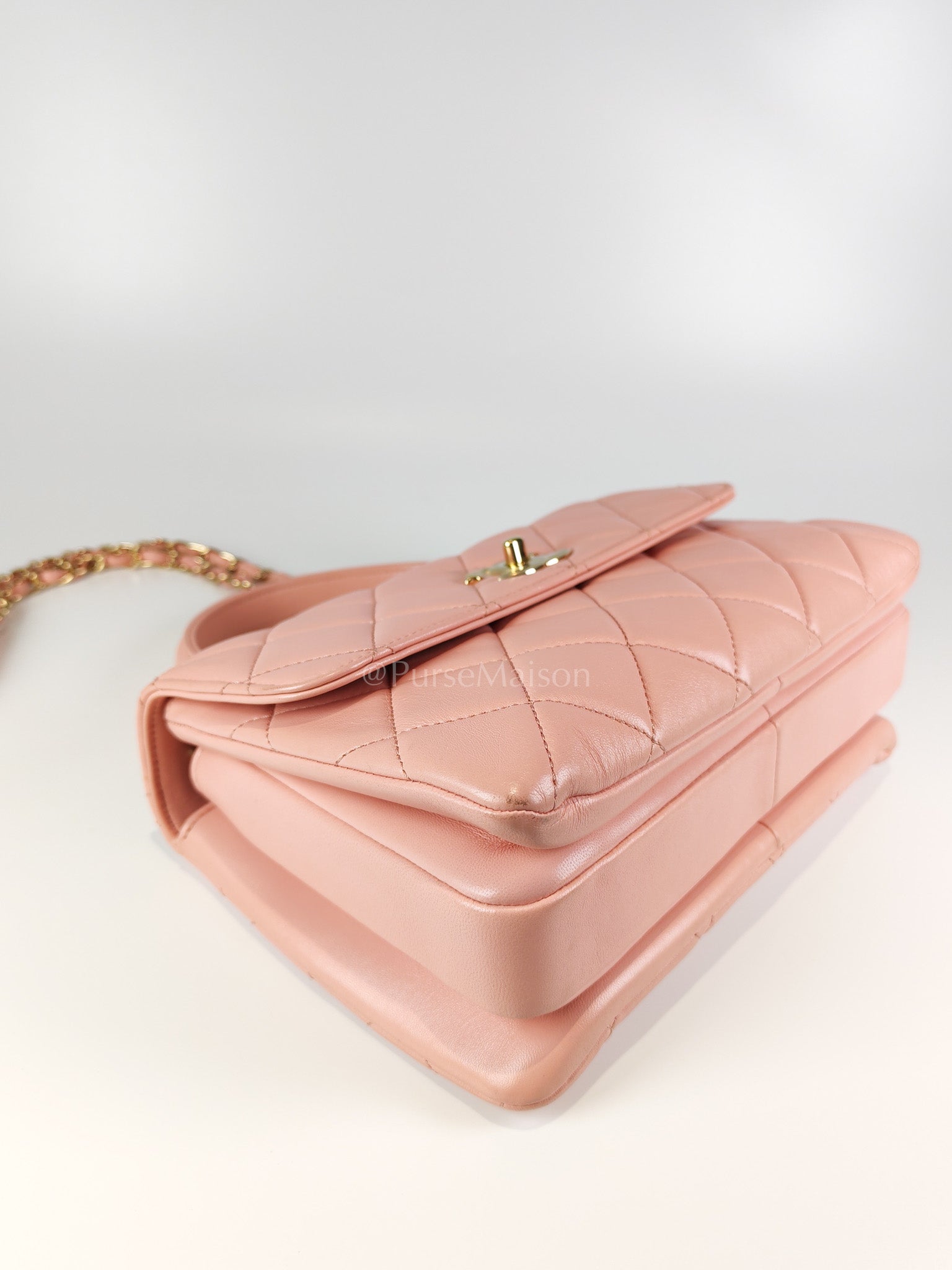 Trendy CC Medium Top Handle in Pink Lambskin Leather and Gold Hardware Series 27 | Purse Maison Luxury Bags Shop