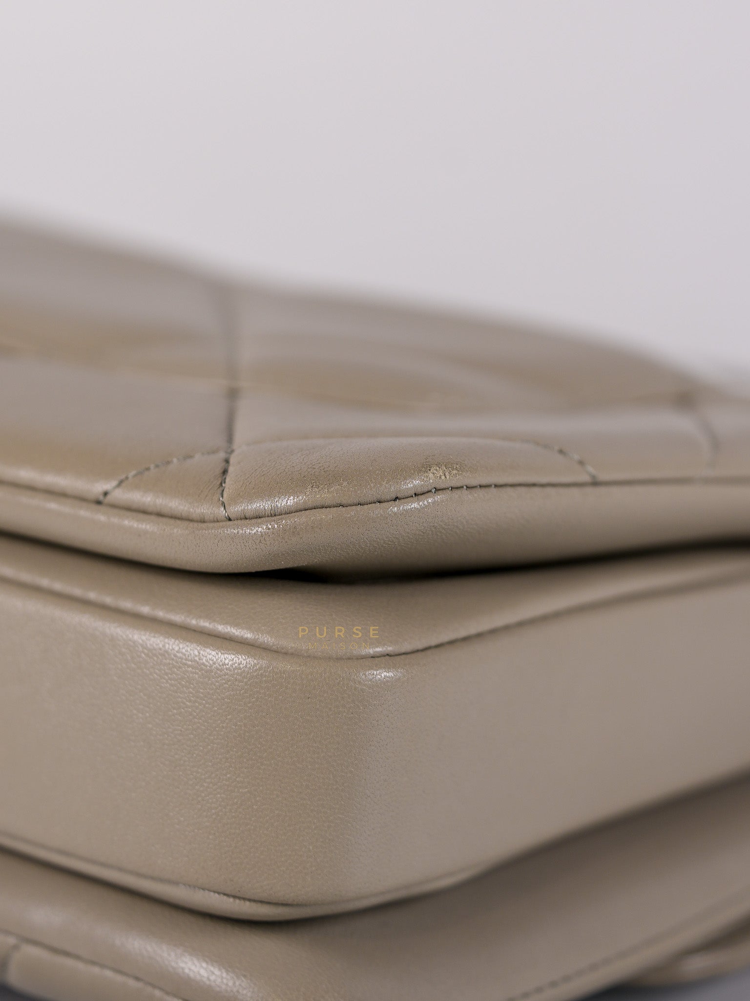 Trendy CC Small in Gray Lambskin Leather in Light Gold Hardware Series 28 | Purse Maison Luxury Bags Shop