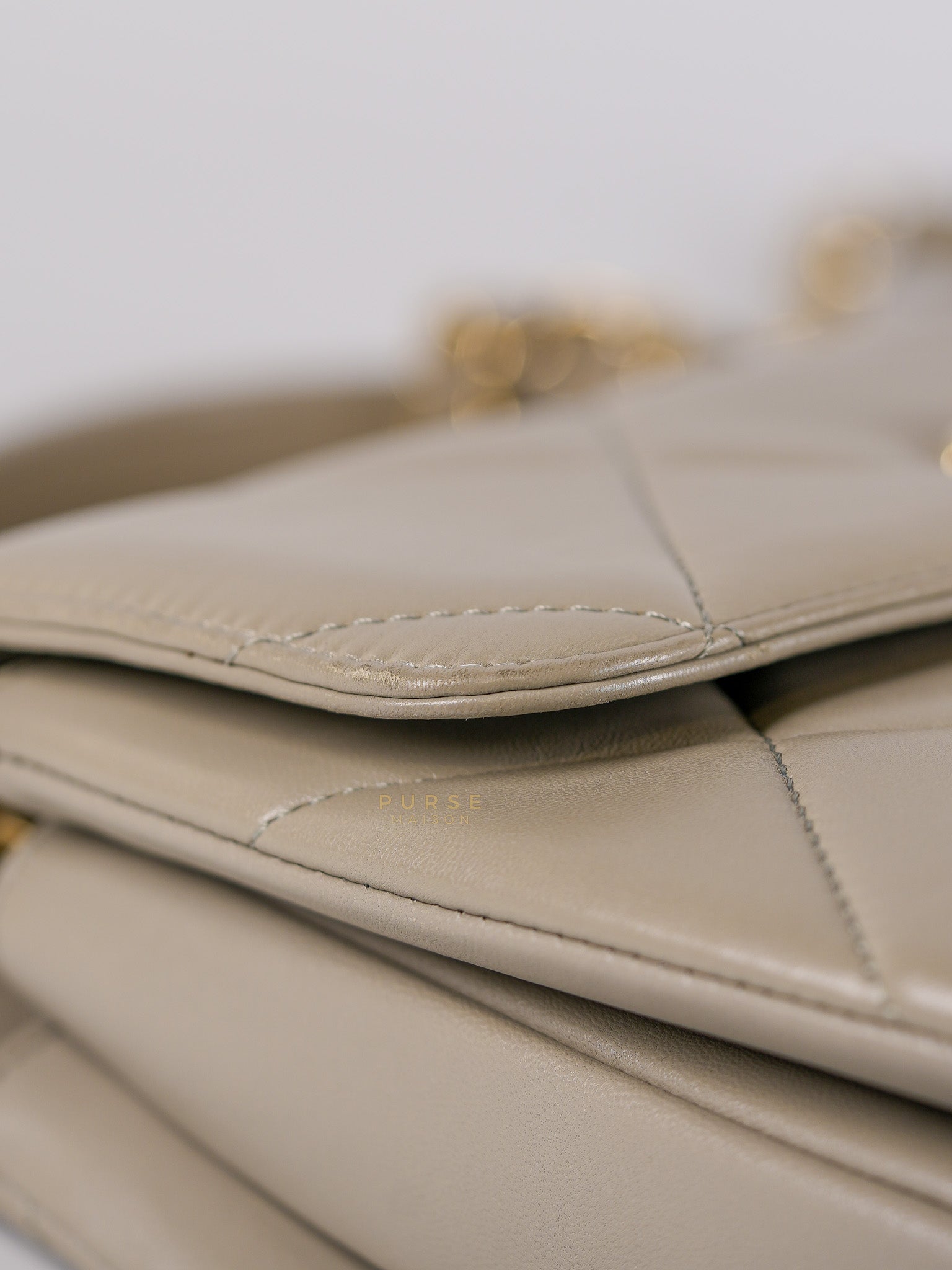 Trendy CC Small in Gray Lambskin Leather in Light Gold Hardware Series 28 | Purse Maison Luxury Bags Shop