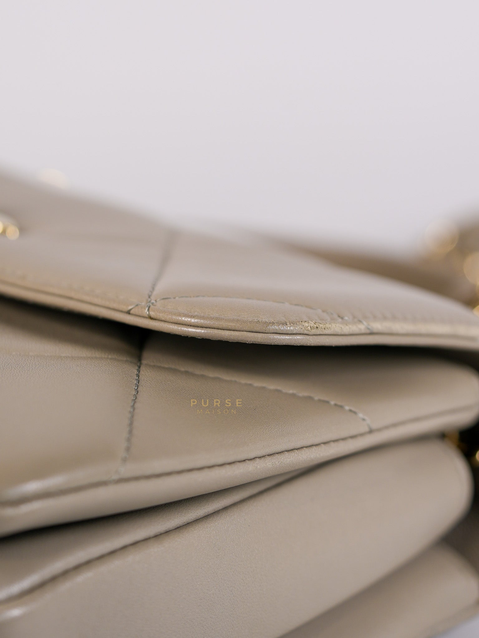 Trendy CC Small in Gray Lambskin Leather in Light Gold Hardware Series 28 | Purse Maison Luxury Bags Shop