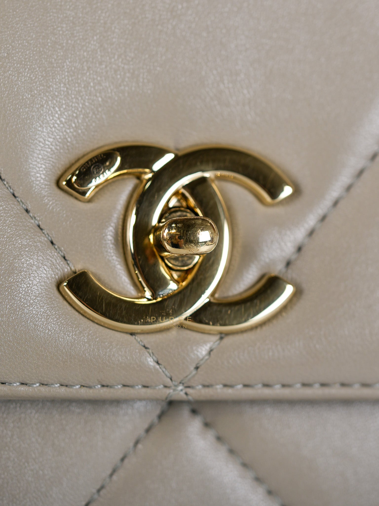 Trendy CC Small in Gray Lambskin Leather in Light Gold Hardware Series 28 | Purse Maison Luxury Bags Shop