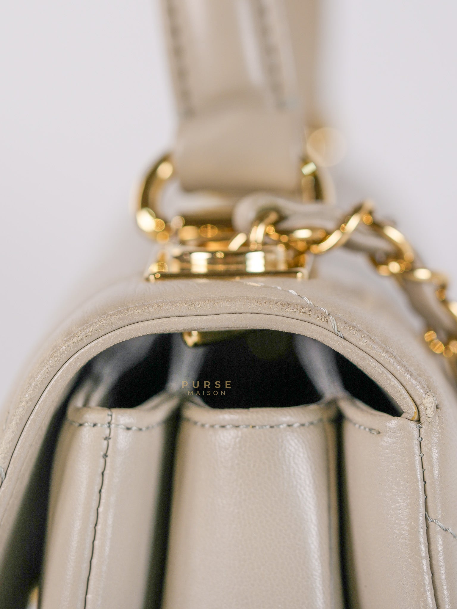 Trendy CC Small in Gray Lambskin Leather in Light Gold Hardware Series 28 | Purse Maison Luxury Bags Shop