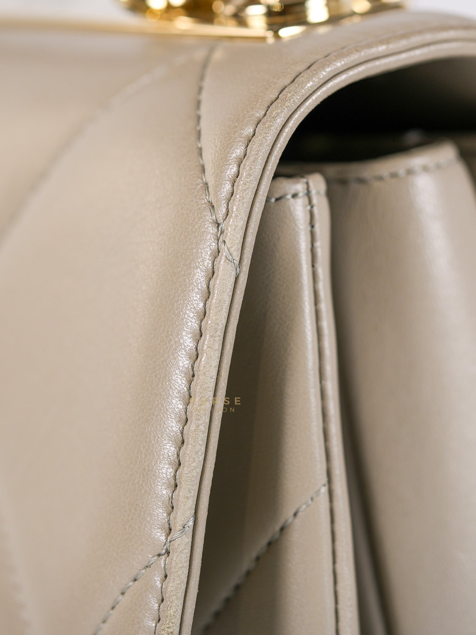 Trendy CC Small in Gray Lambskin Leather in Light Gold Hardware Series 28 | Purse Maison Luxury Bags Shop