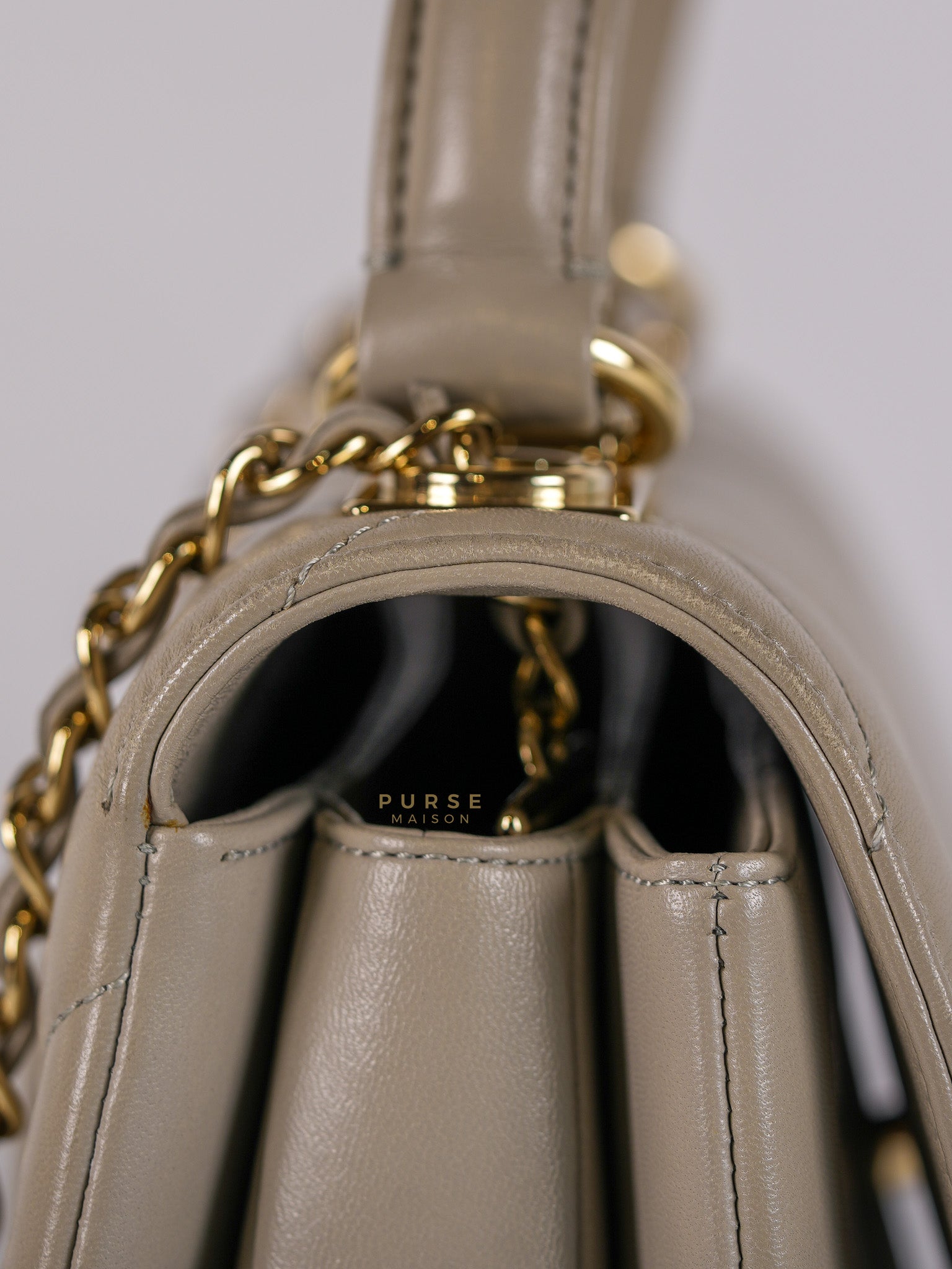 Trendy CC Small in Gray Lambskin Leather in Light Gold Hardware Series 28 | Purse Maison Luxury Bags Shop