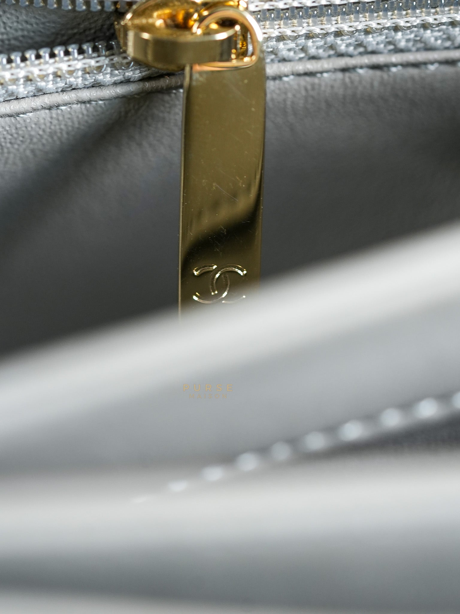 Trendy CC Small in Gray Lambskin Leather in Light Gold Hardware Series 28 | Purse Maison Luxury Bags Shop