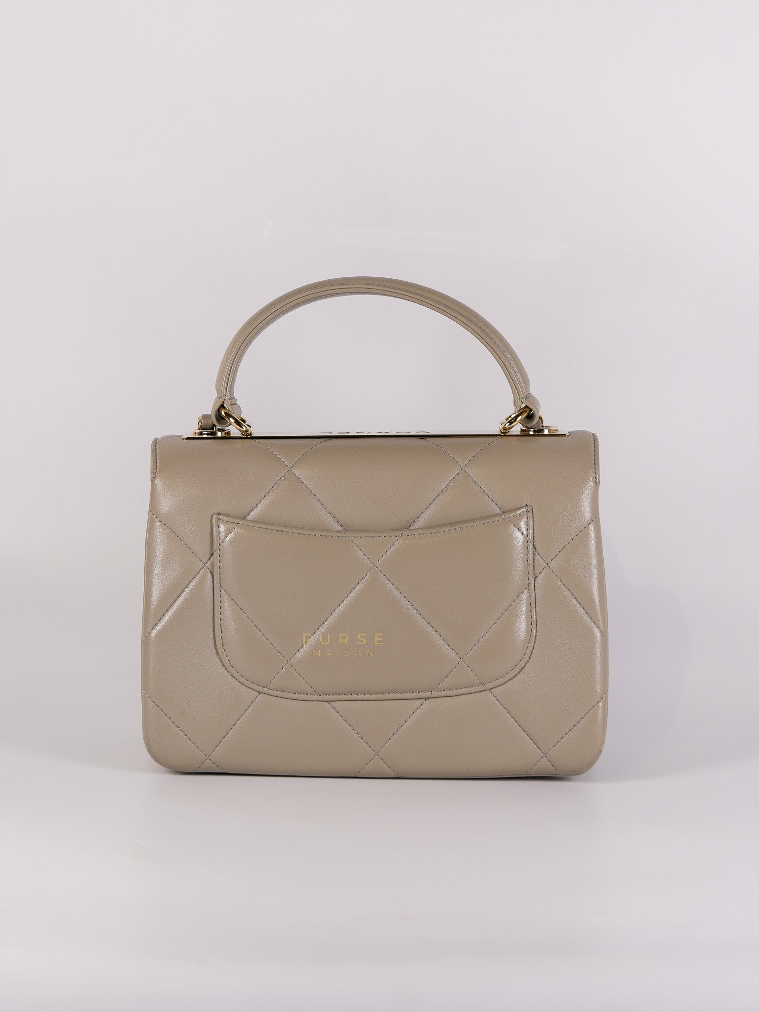 Trendy CC Small in Gray Lambskin Leather in Light Gold Hardware Series 28 | Purse Maison Luxury Bags Shop