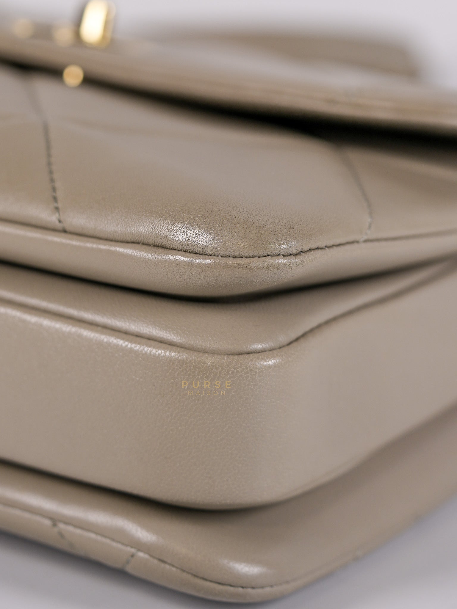 Trendy CC Small in Gray Lambskin Leather in Light Gold Hardware Series 28 | Purse Maison Luxury Bags Shop