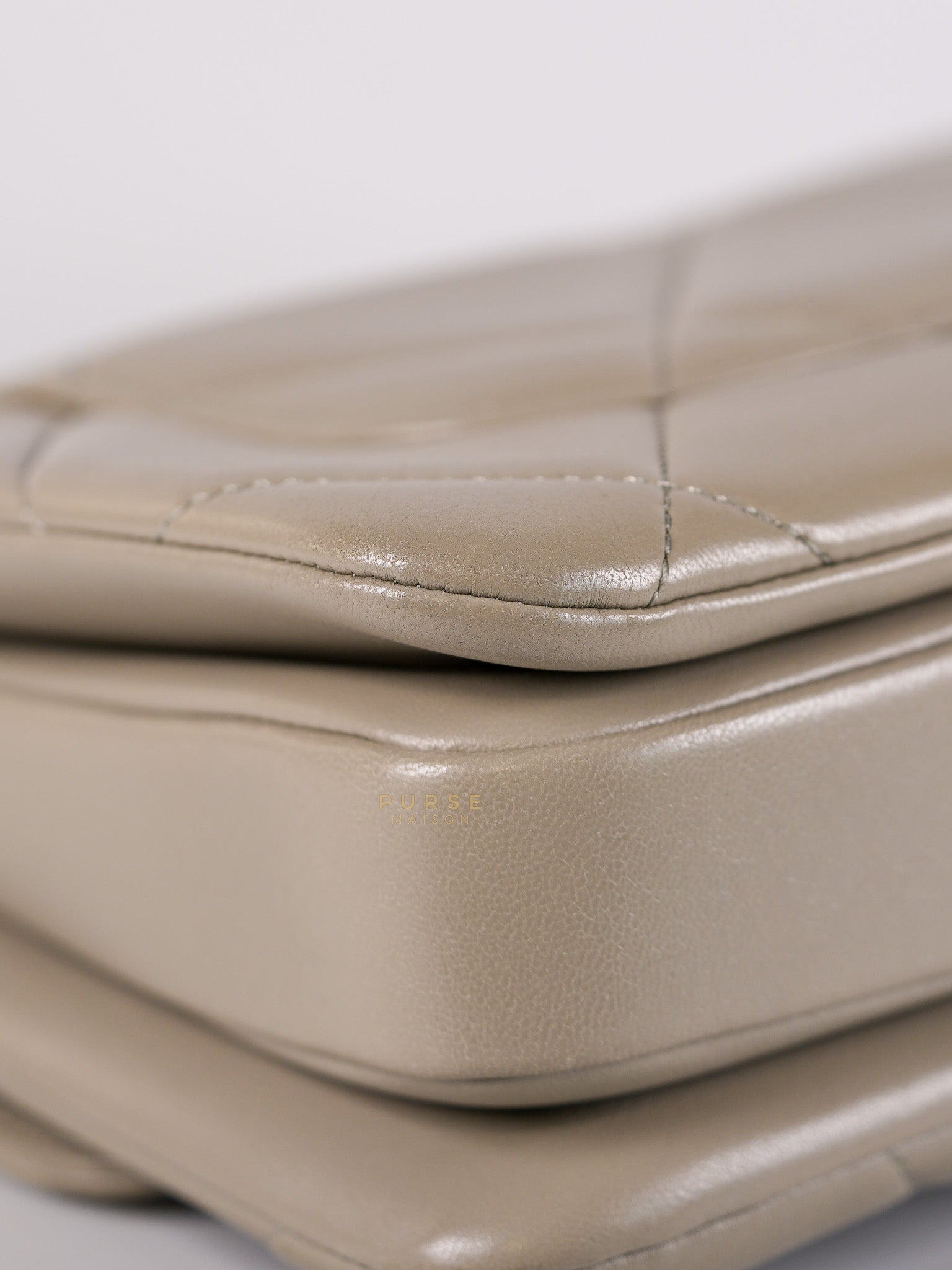 Trendy CC Small in Gray Lambskin Leather in Light Gold Hardware Series 28 | Purse Maison Luxury Bags Shop