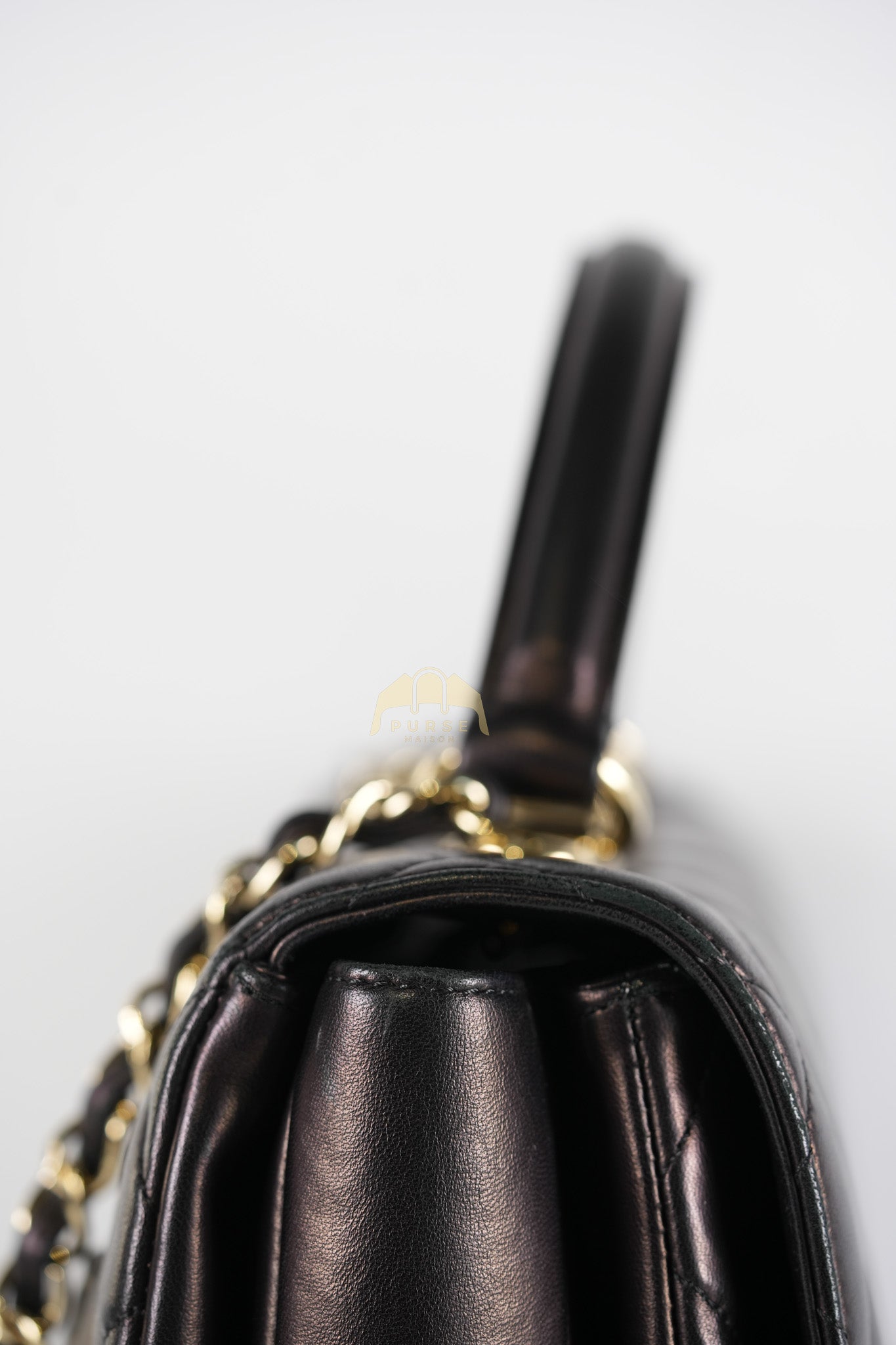 Trendy CC Top Handle Jumbo in Black Lambskin Light Gold Hardware (Series 19) | Purse Maison Luxury Bags Shop