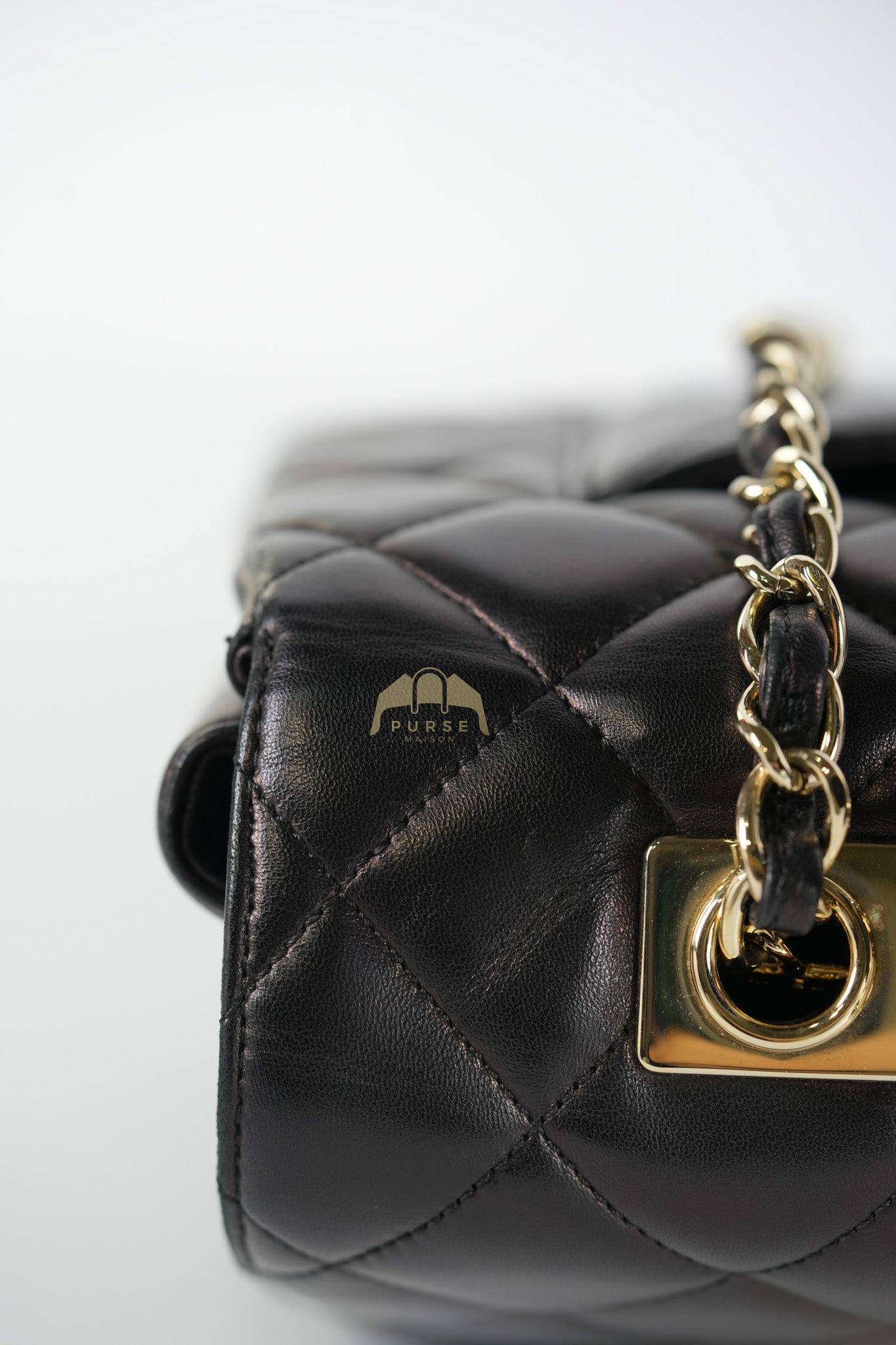 Trendy CC Top Handle Jumbo in Black Lambskin Light Gold Hardware (Series 19) | Purse Maison Luxury Bags Shop