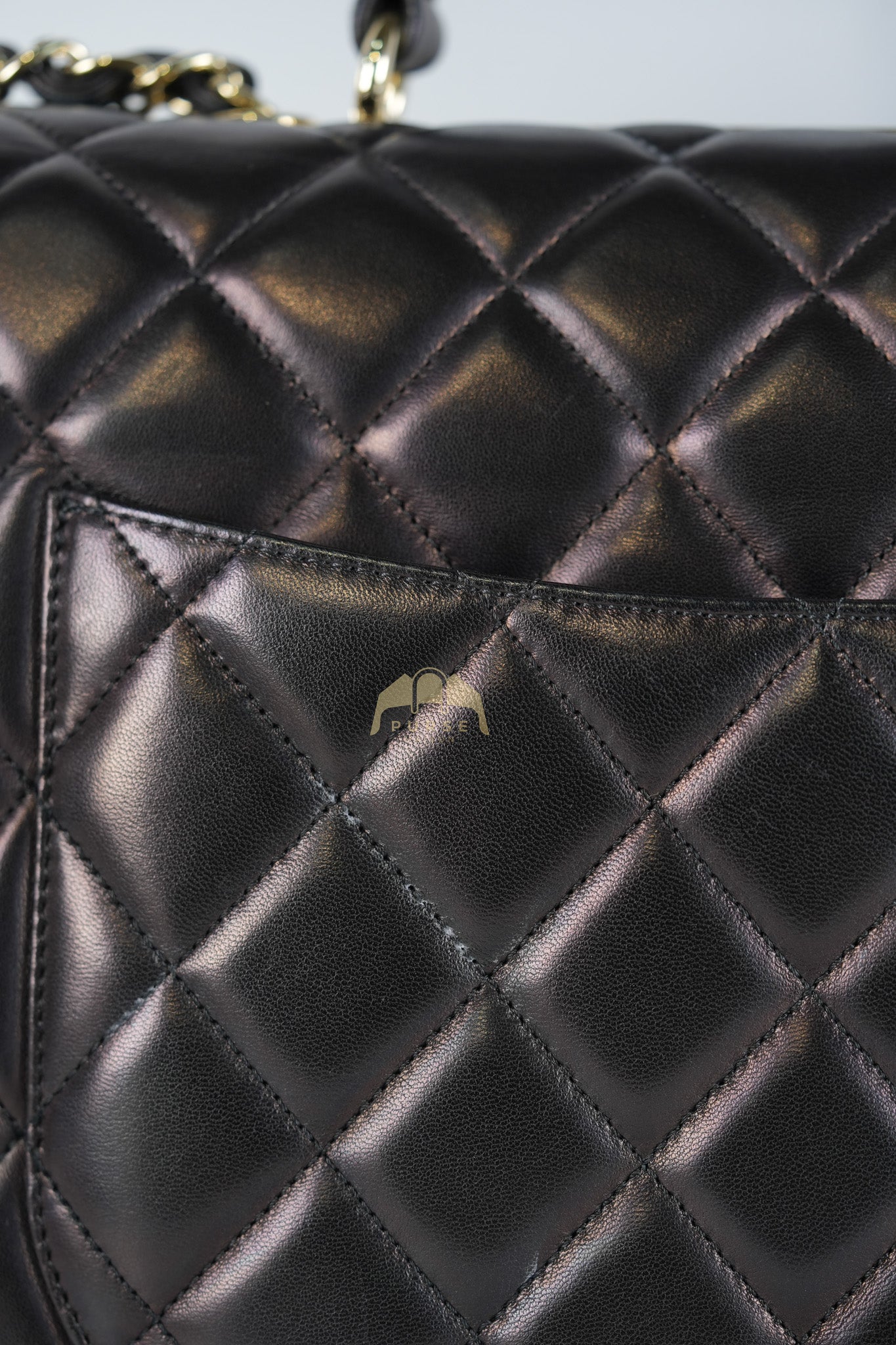 Trendy CC Top Handle Jumbo in Black Lambskin Light Gold Hardware (Series 19) | Purse Maison Luxury Bags Shop