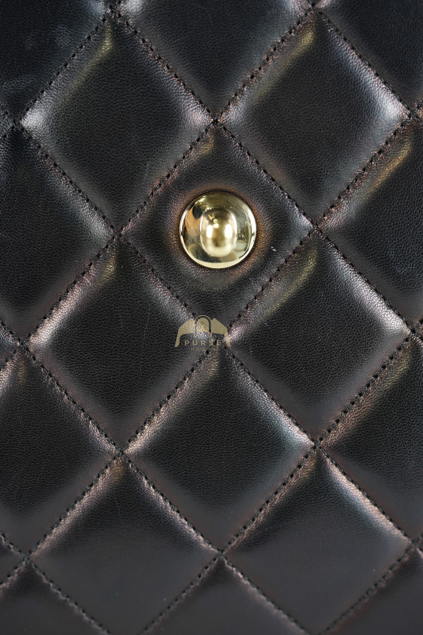 Trendy CC Top Handle Jumbo in Black Lambskin Light Gold Hardware (Series 19) | Purse Maison Luxury Bags Shop