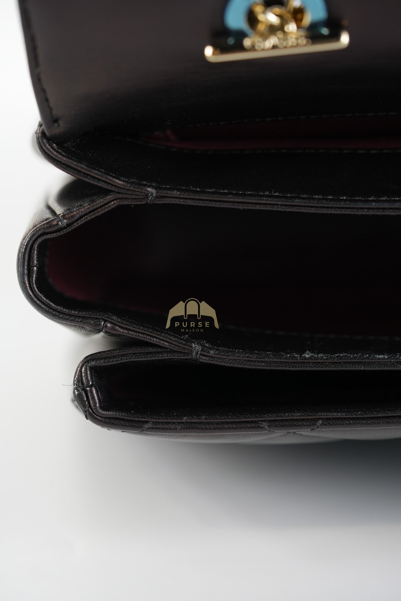 Trendy CC Top Handle Jumbo in Black Lambskin Light Gold Hardware (Series 19) | Purse Maison Luxury Bags Shop