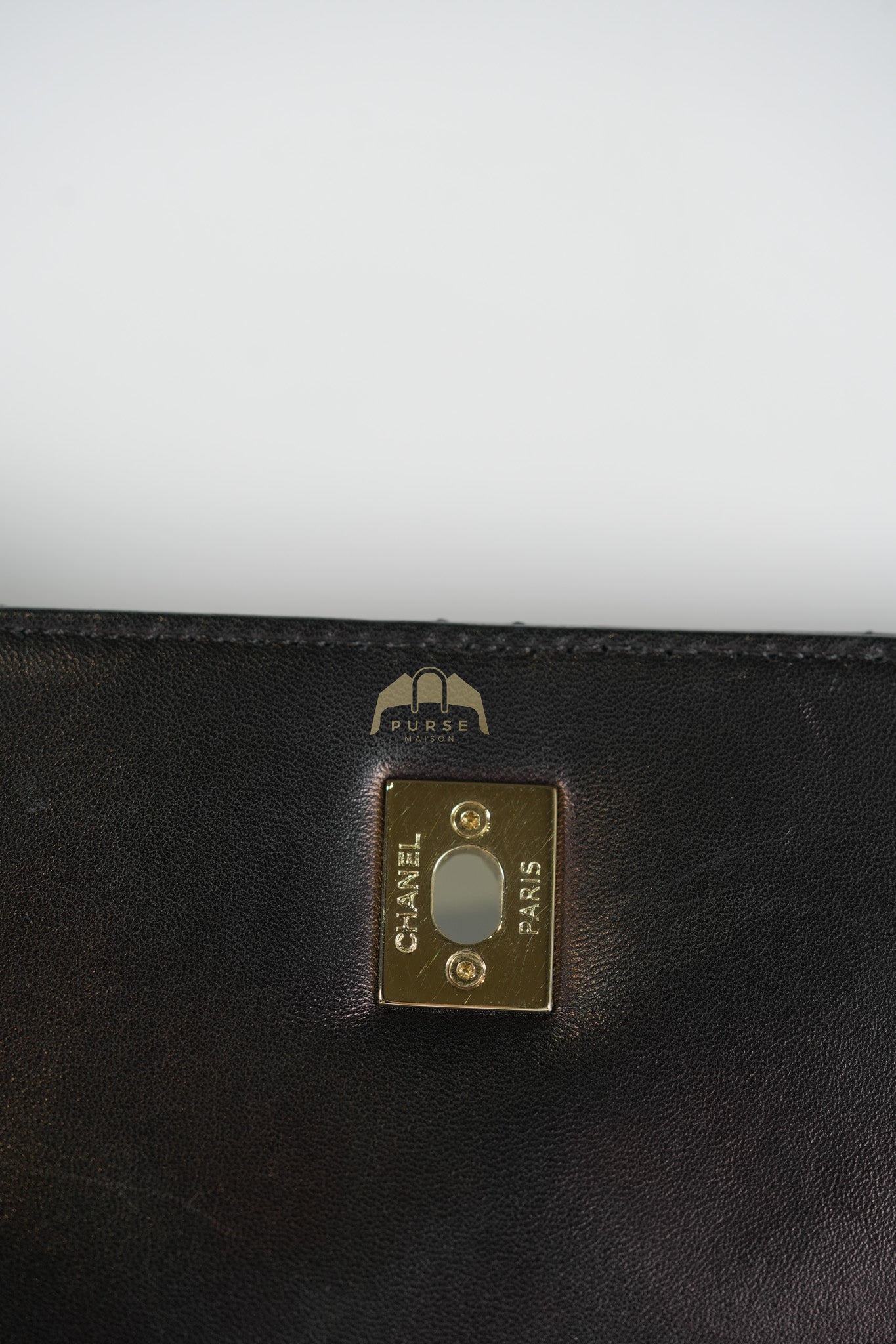 Trendy CC Top Handle Jumbo in Black Lambskin Light Gold Hardware (Series 19) | Purse Maison Luxury Bags Shop