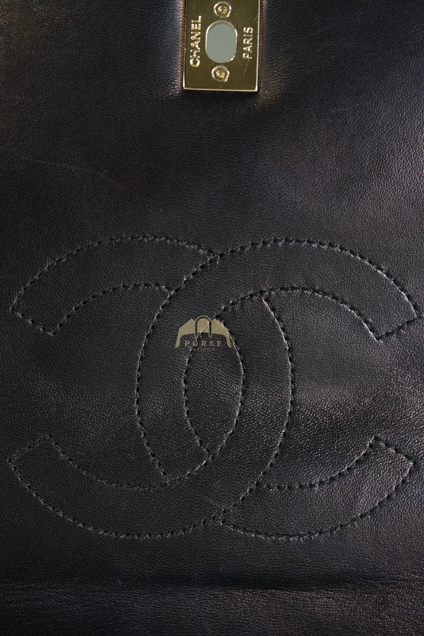 Trendy CC Top Handle Jumbo in Black Lambskin Light Gold Hardware (Series 19) | Purse Maison Luxury Bags Shop