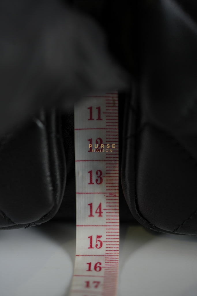 Trendy Pockets Hobo Bag in Black Shiny Lambskin Quilted Aged Gold Hardware (Microchip) | Purse Maison Luxury Bags Shop