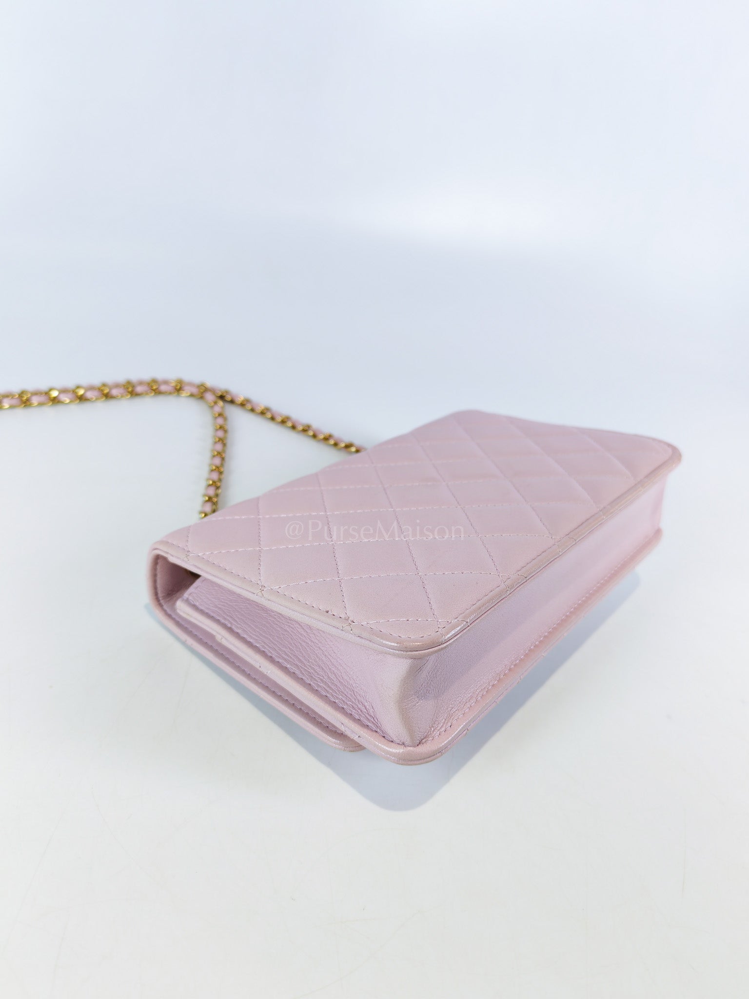 Trendy Wallet On Chain in Pink Lambskin Leather and Gold Hardware Series 31 | Purse Maison Luxury Bags Shop