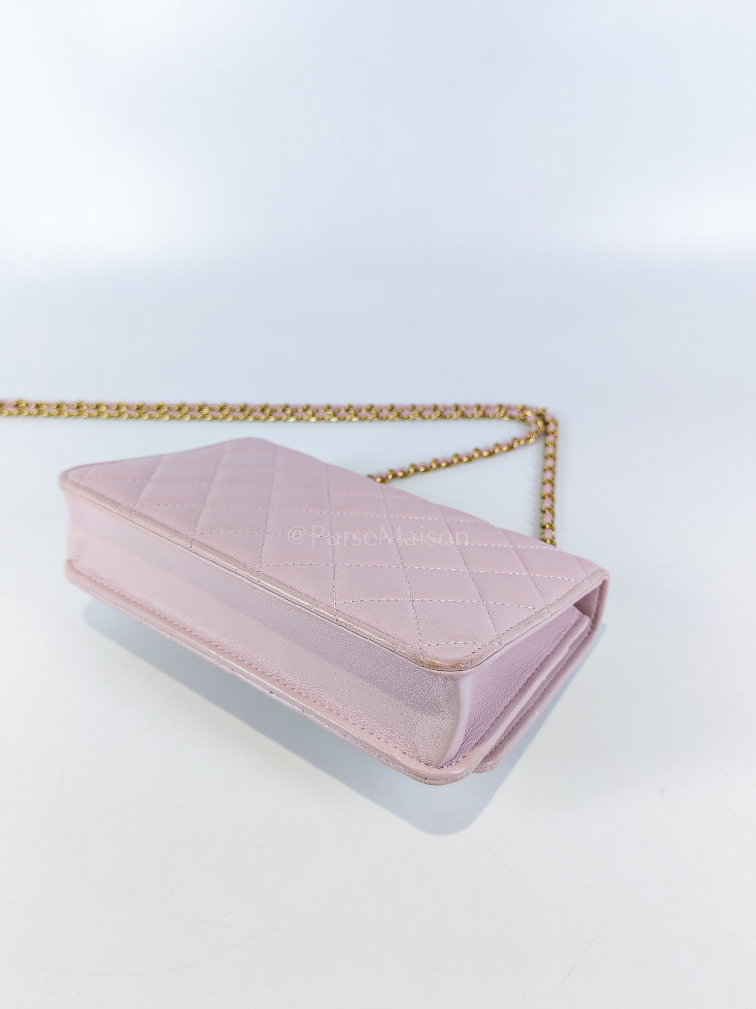 Trendy Wallet On Chain in Pink Lambskin Leather and Gold Hardware Series 31 | Purse Maison Luxury Bags Shop