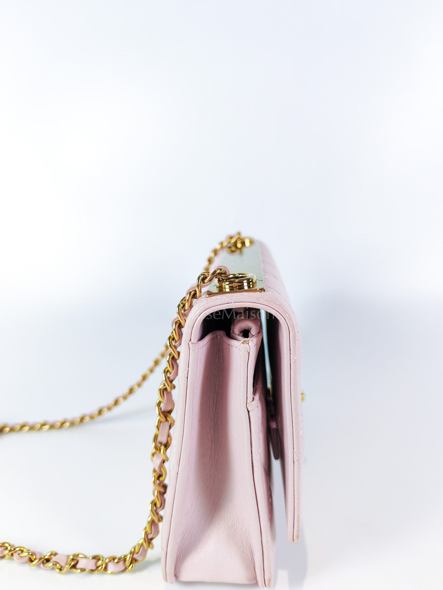 Trendy Wallet On Chain in Pink Lambskin Leather and Gold Hardware Series 31 | Purse Maison Luxury Bags Shop