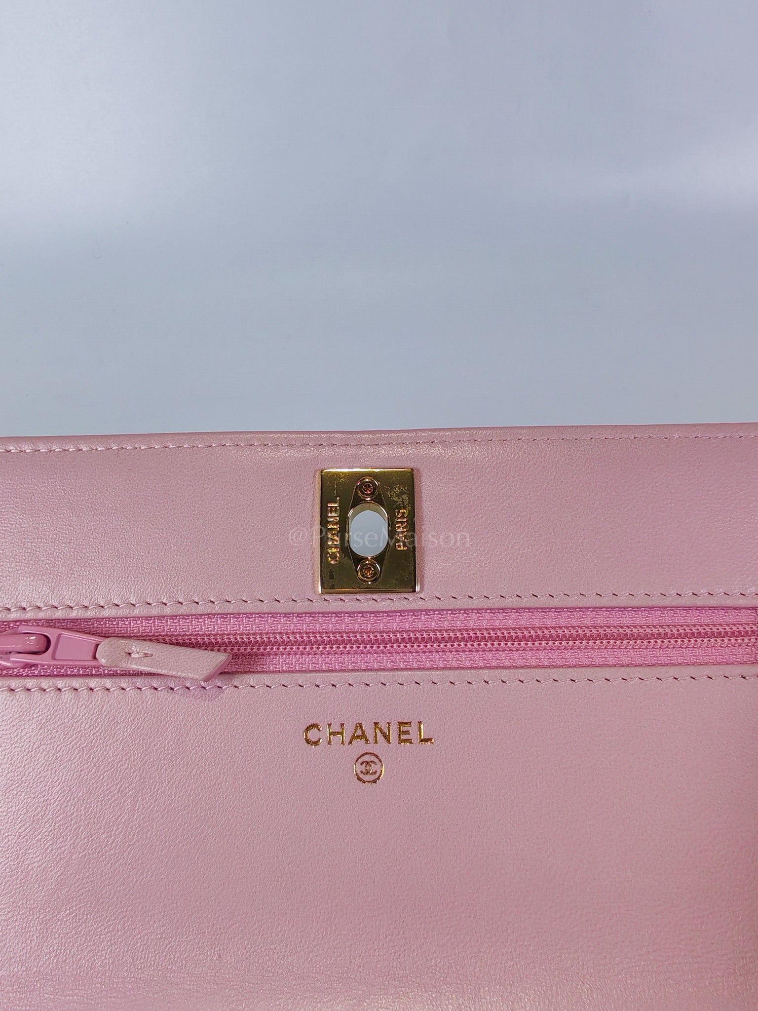 Trendy Wallet On Chain in Pink Lambskin Leather and Gold Hardware Series 31 | Purse Maison Luxury Bags Shop