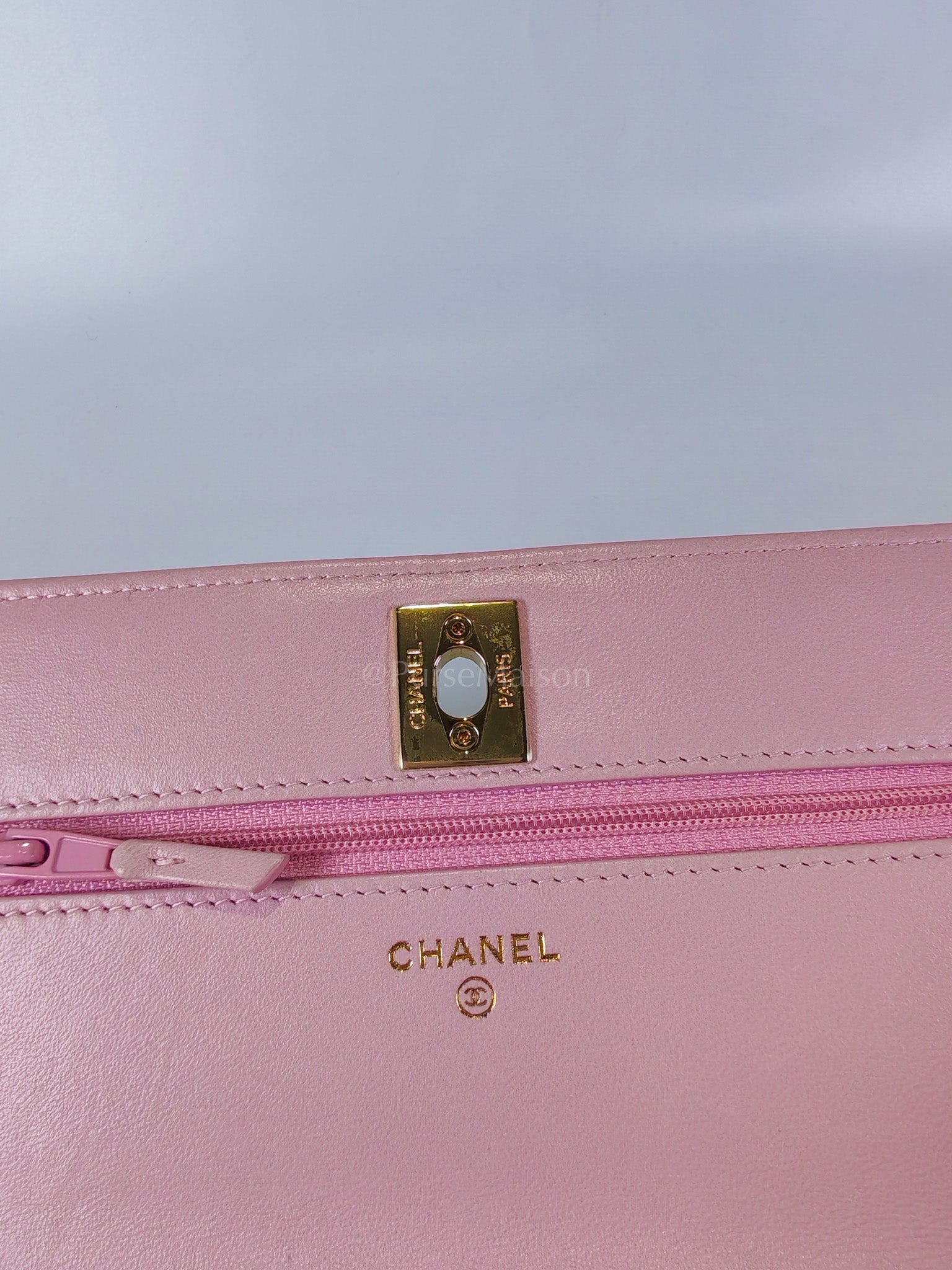 Trendy Wallet On Chain in Pink Lambskin Leather and Gold Hardware Series 31 | Purse Maison Luxury Bags Shop
