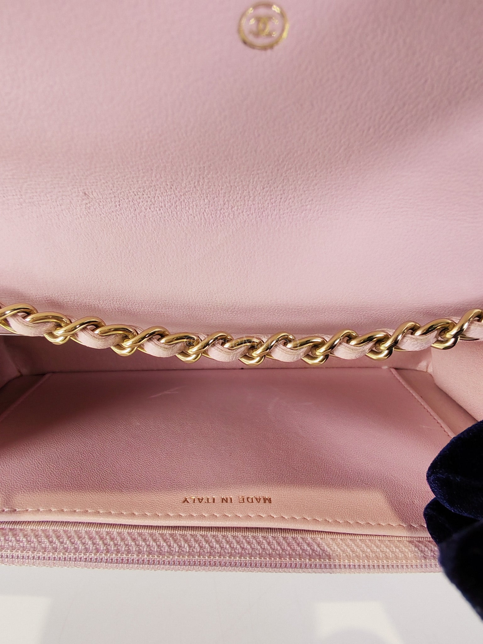Trendy Wallet On Chain in Pink Lambskin Leather and Gold Hardware Series 31 | Purse Maison Luxury Bags Shop