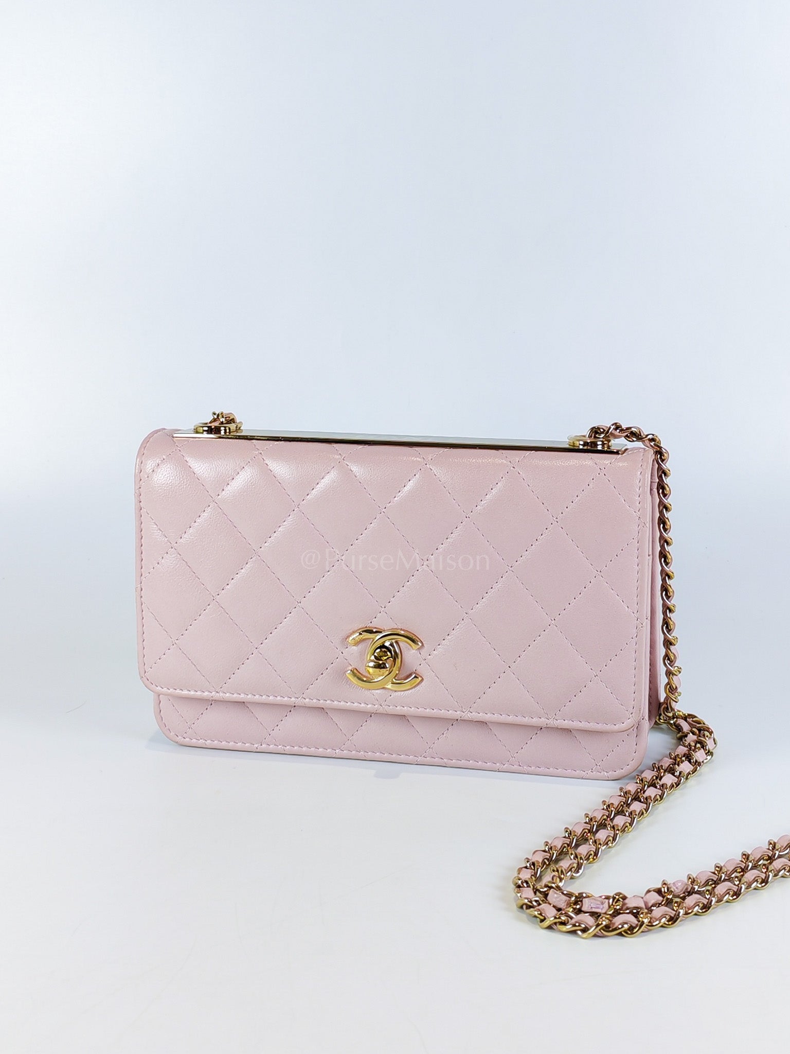 Trendy Wallet On Chain in Pink Lambskin Leather and Gold Hardware Series 31 | Purse Maison Luxury Bags Shop