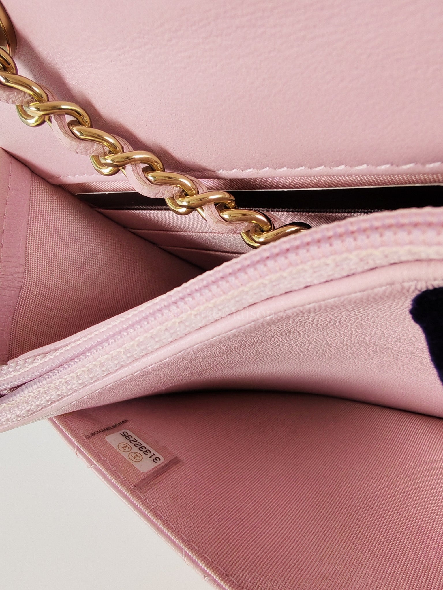 Trendy Wallet On Chain in Pink Lambskin Leather and Gold Hardware Series 31 | Purse Maison Luxury Bags Shop