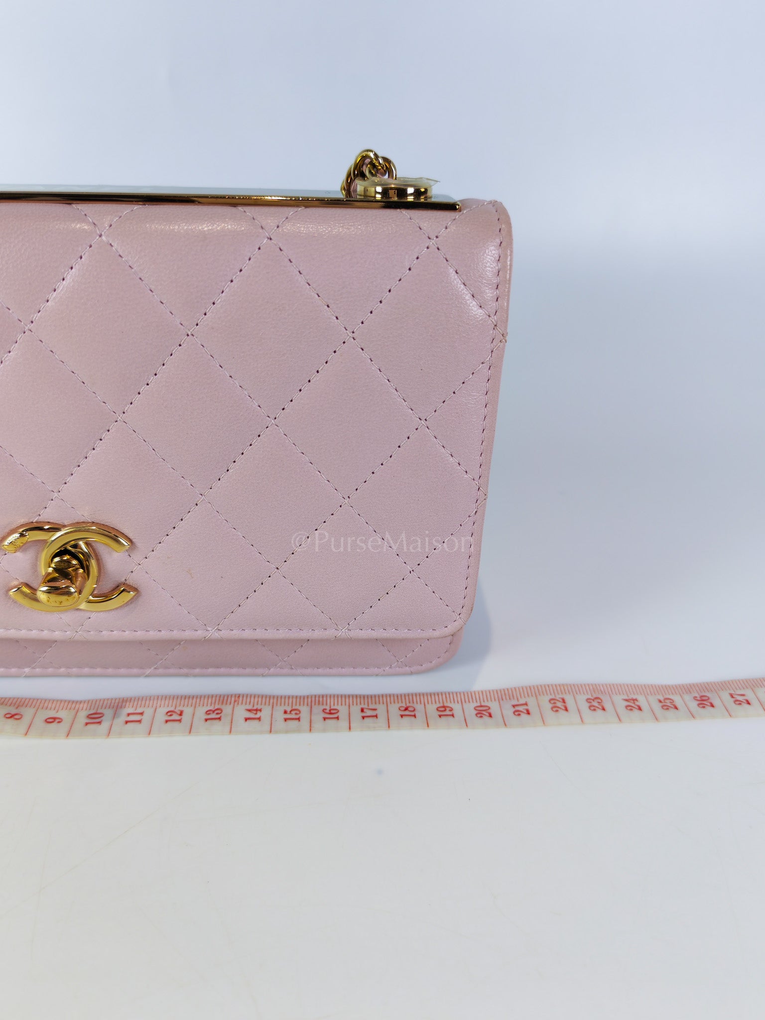 Trendy Wallet On Chain in Pink Lambskin Leather and Gold Hardware Series 31 | Purse Maison Luxury Bags Shop