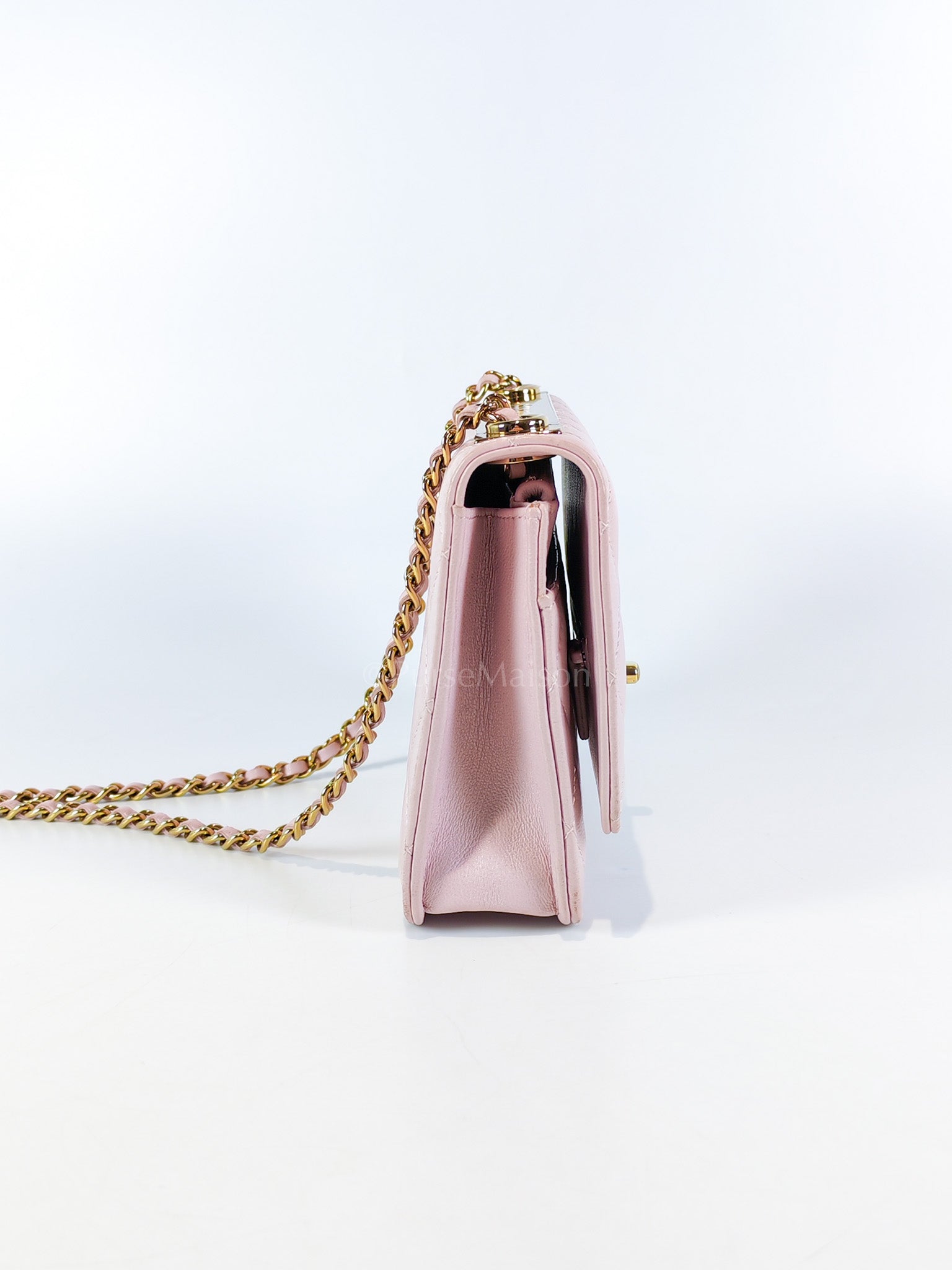 Trendy Wallet On Chain in Pink Lambskin Leather and Gold Hardware Series 31 | Purse Maison Luxury Bags Shop