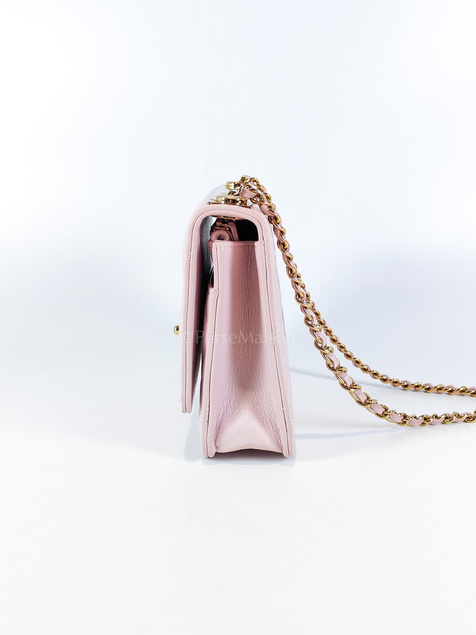 Trendy Wallet On Chain in Pink Lambskin Leather and Gold Hardware Series 31 | Purse Maison Luxury Bags Shop