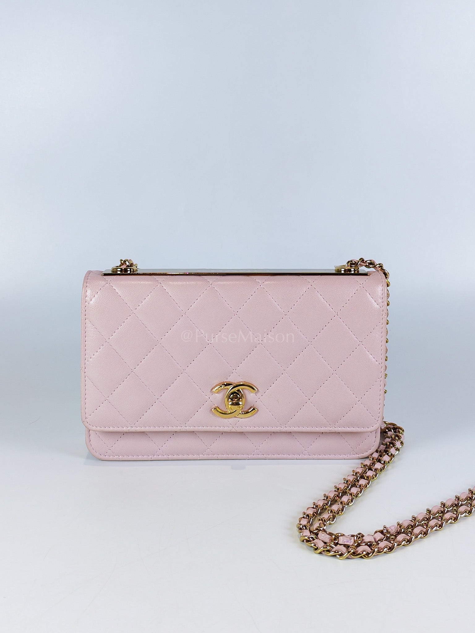 Trendy Wallet On Chain in Pink Lambskin Leather and Gold Hardware Series 31 | Purse Maison Luxury Bags Shop