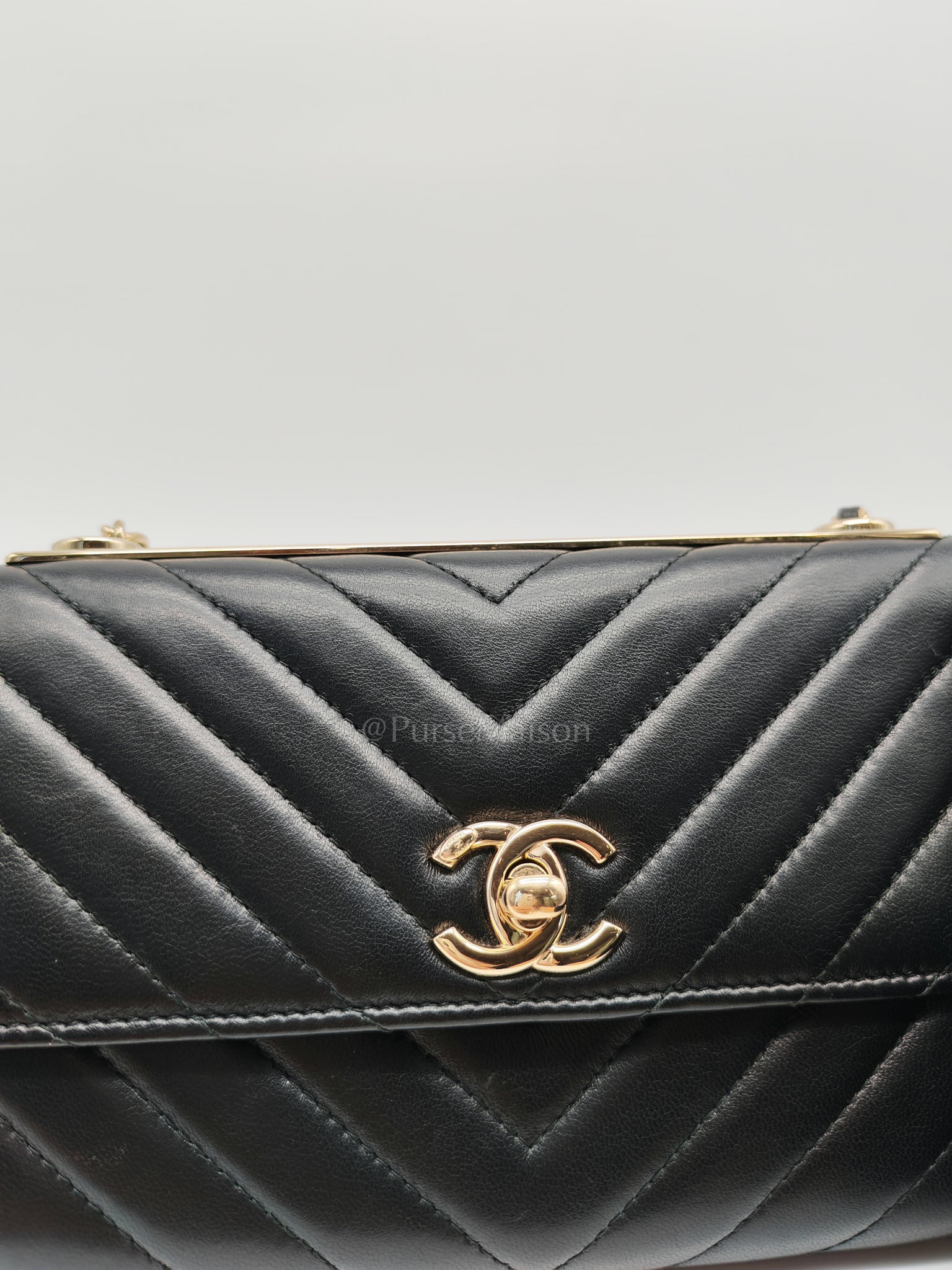 Trendy Wallet on Chain(WOC) Black Lambskin Leather in Light Gold Hardware (Series 25****00) | Purse Maison Luxury Bags Shop