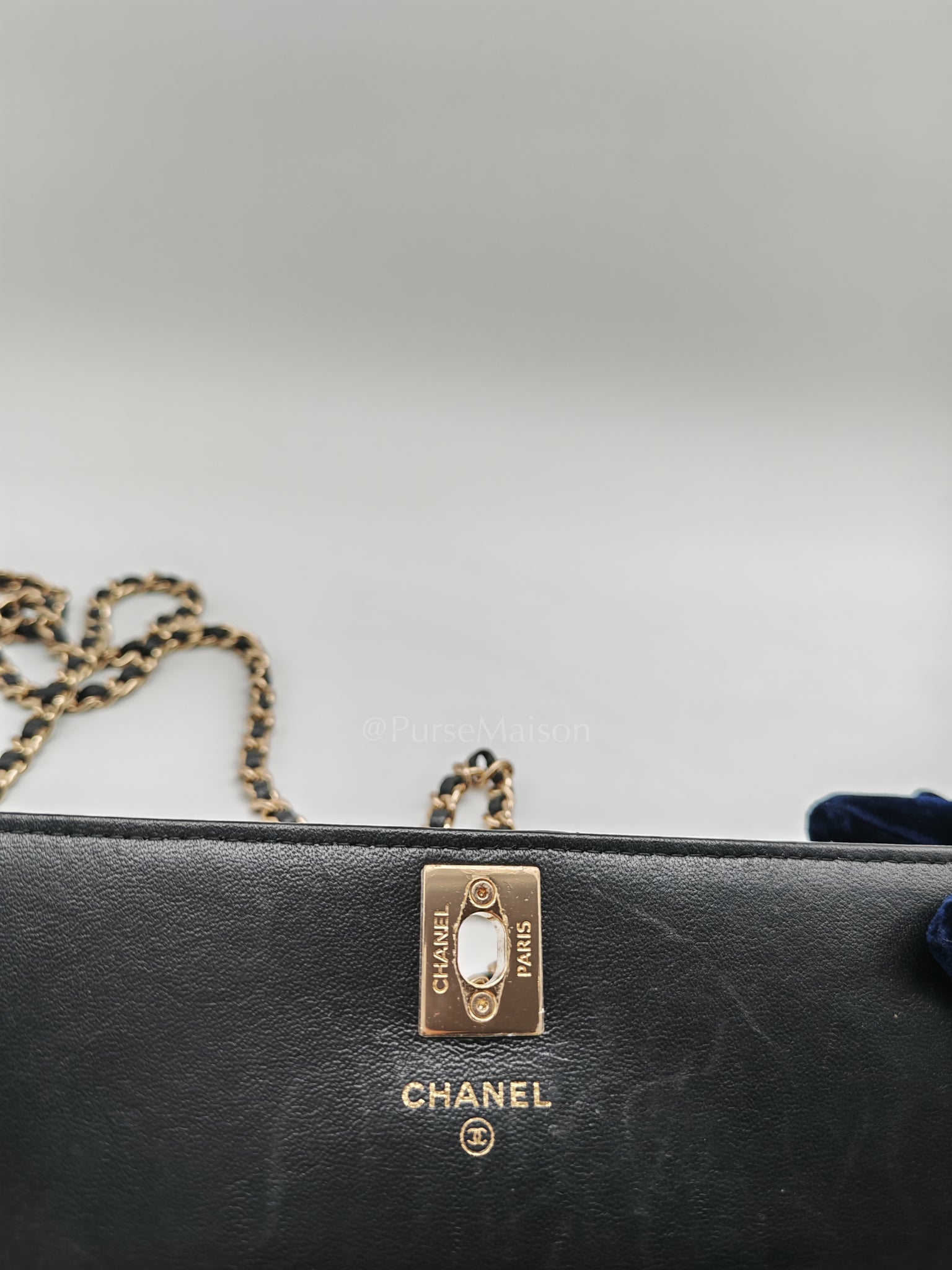 Trendy Wallet on Chain(WOC) Black Lambskin Leather in Light Gold Hardware (Series 25****00) | Purse Maison Luxury Bags Shop