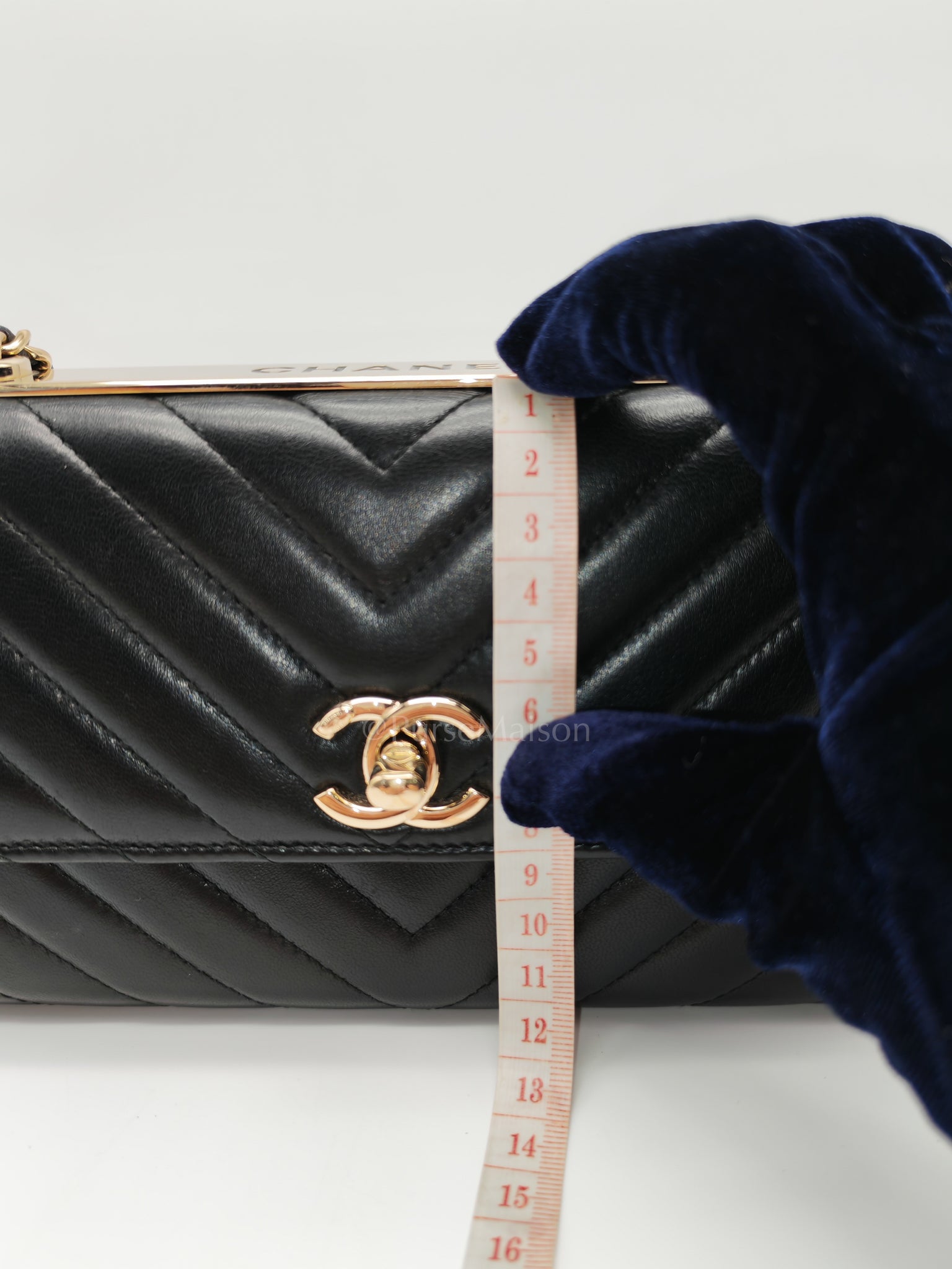 Trendy Wallet on Chain(WOC) Black Lambskin Leather in Light Gold Hardware (Series 25****00) | Purse Maison Luxury Bags Shop