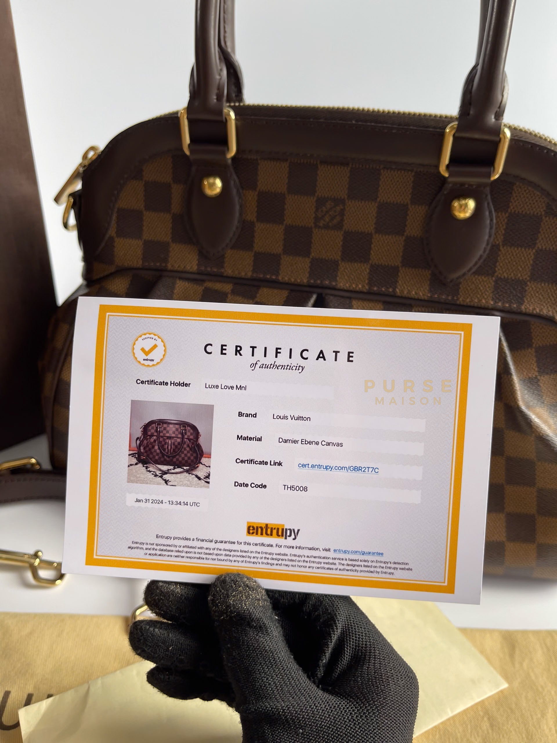 Trevi PM in Damier Ebene Canvas (Date code: TH5008) | Purse Maison Luxury Bags Shop
